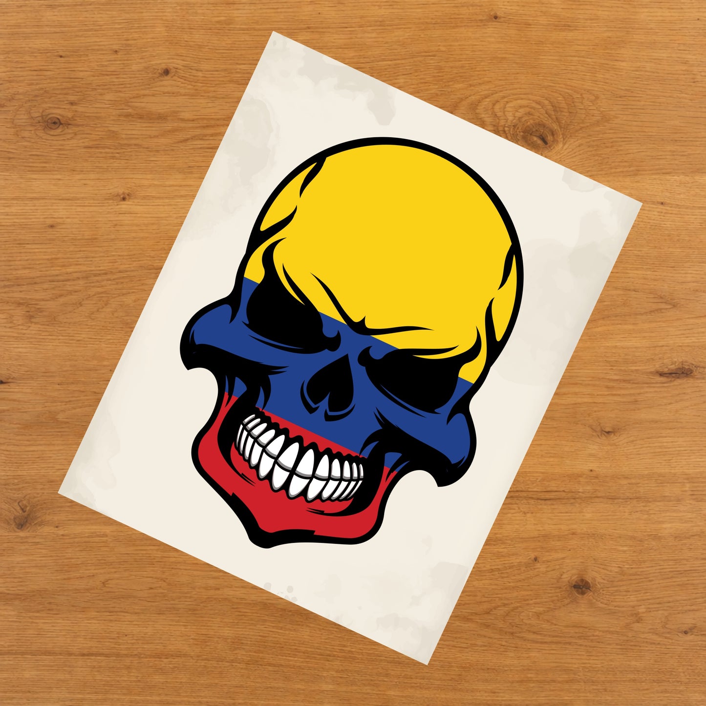 Colombian Flag Skull Cool Colombia Skull 8"x10" Wall Art Print