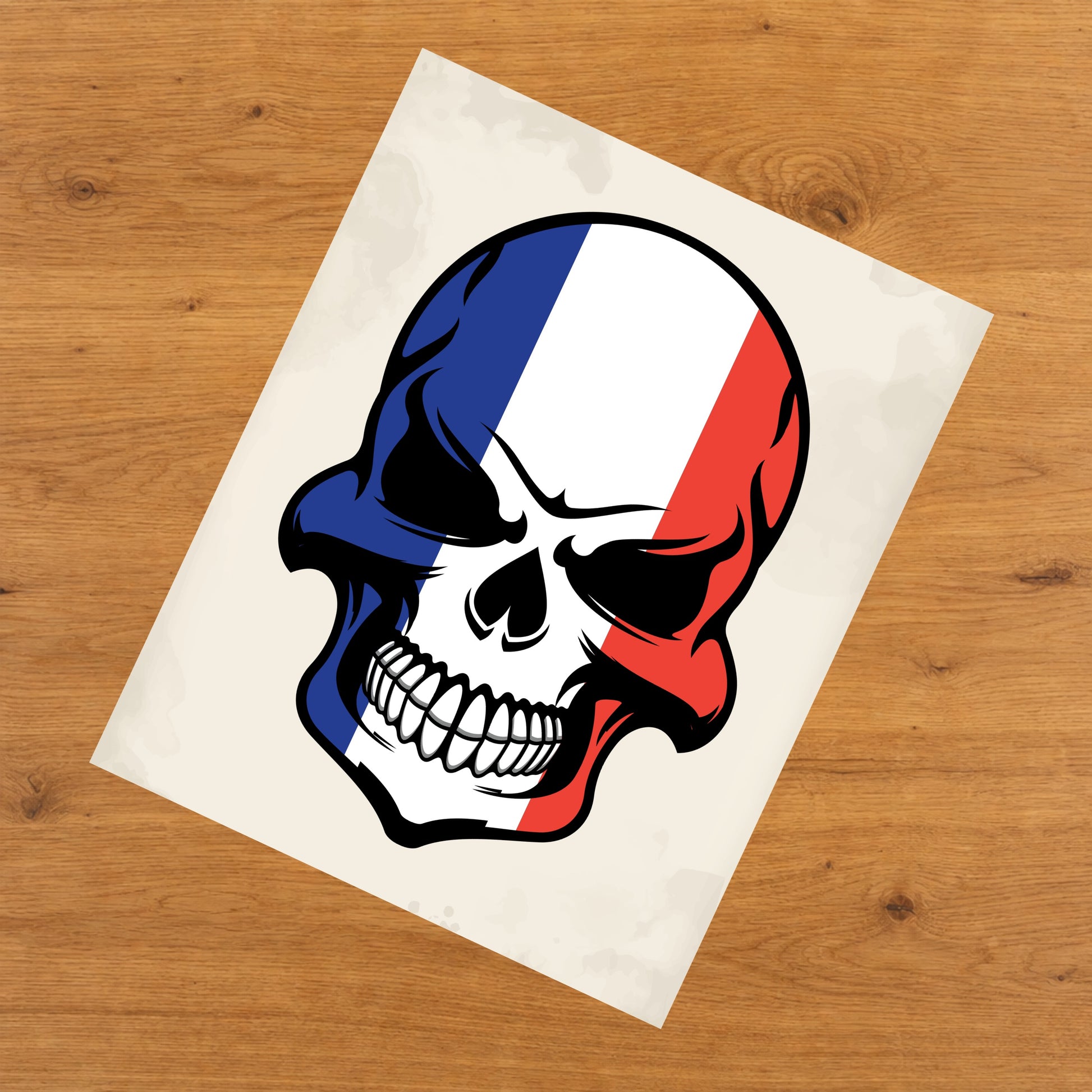 French Flag Skull Cool France Skull 8"x10" Wall Art Print