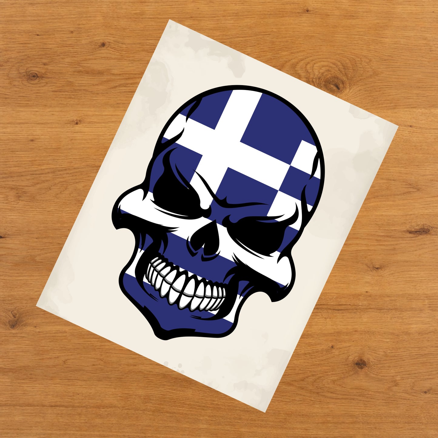 Greek Flag Skull Cool Greece Skull 8"x10" Wall Art Print