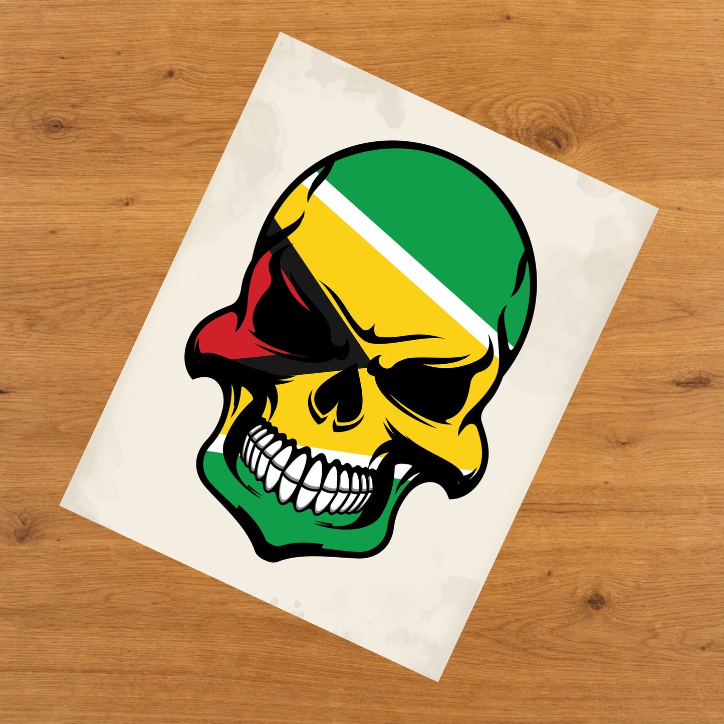 Guyanese Flag Skull Cool Guyana Skull 8"x10" Wall Art Print