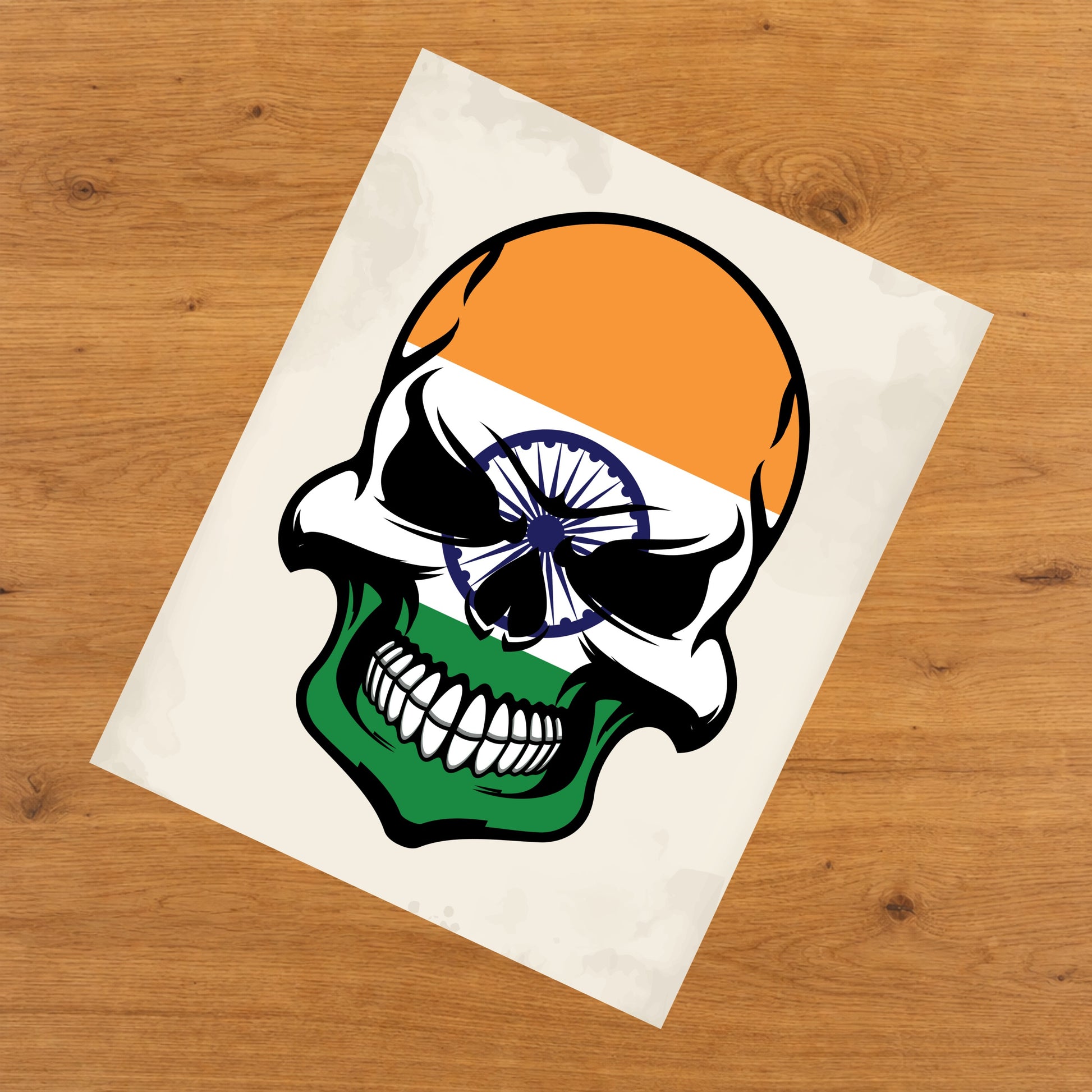 Indian Flag Skull Cool India Skull 8"x10" Wall Art Print