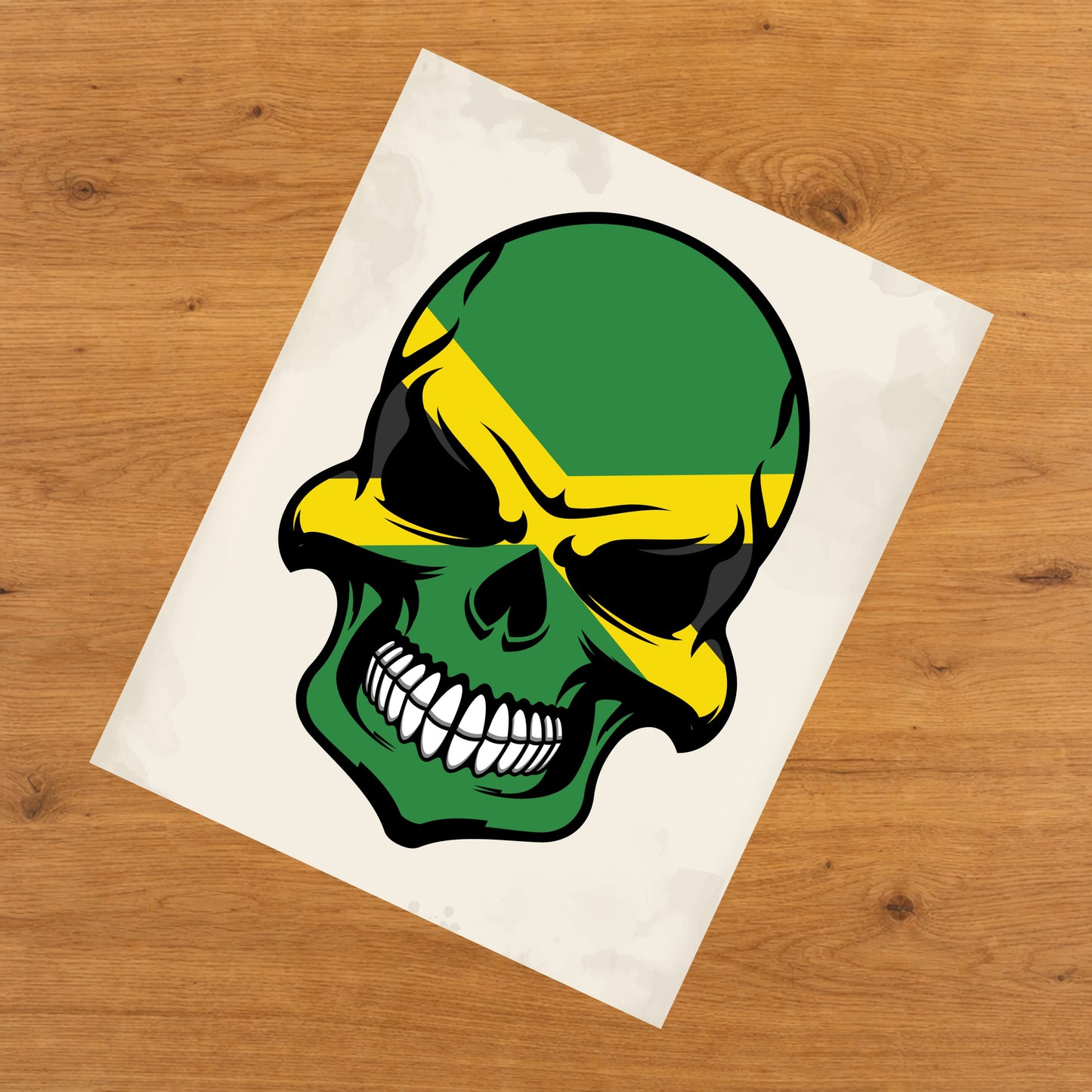 Jamaican Flag Skull Cool Jamaica Skull 8"x10" Wall Art Print
