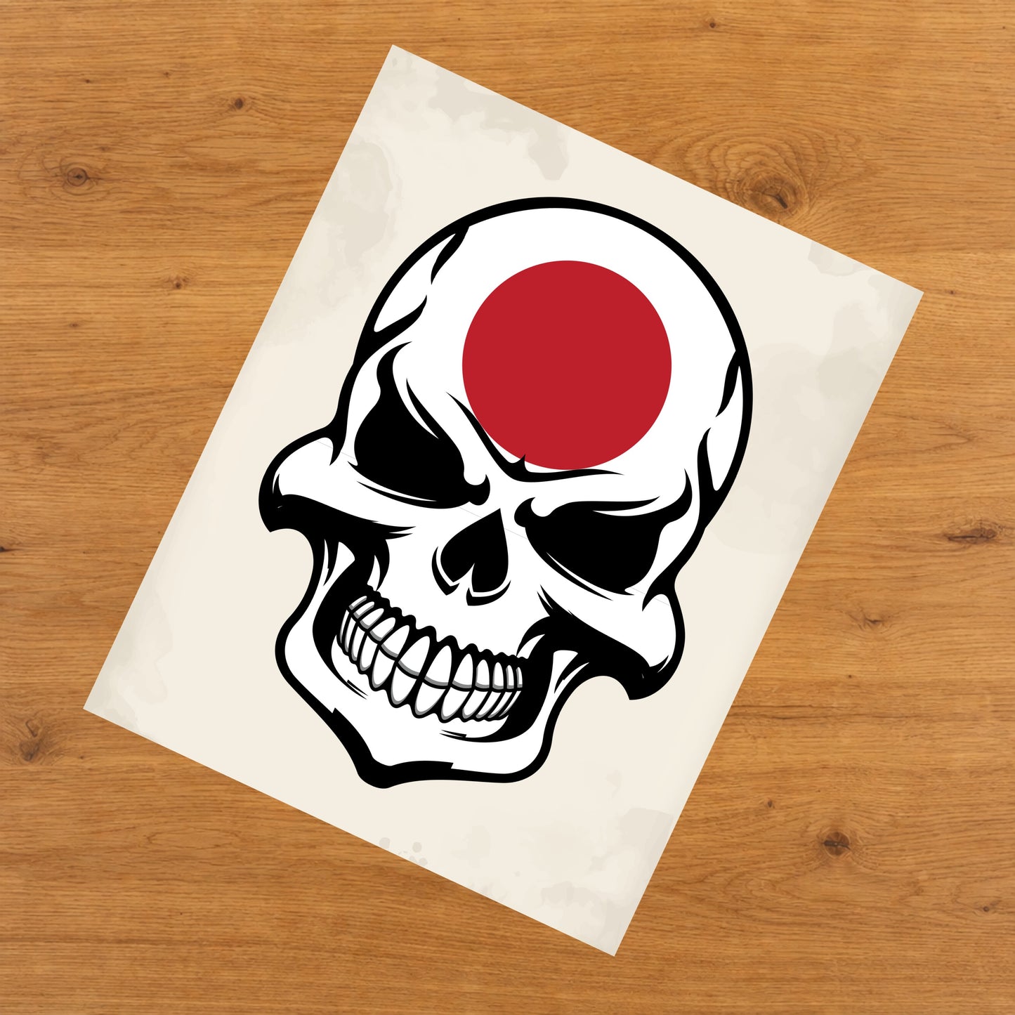 Japanese Flag Skull Cool Japan Skull 8"x10" Wall Art Print
