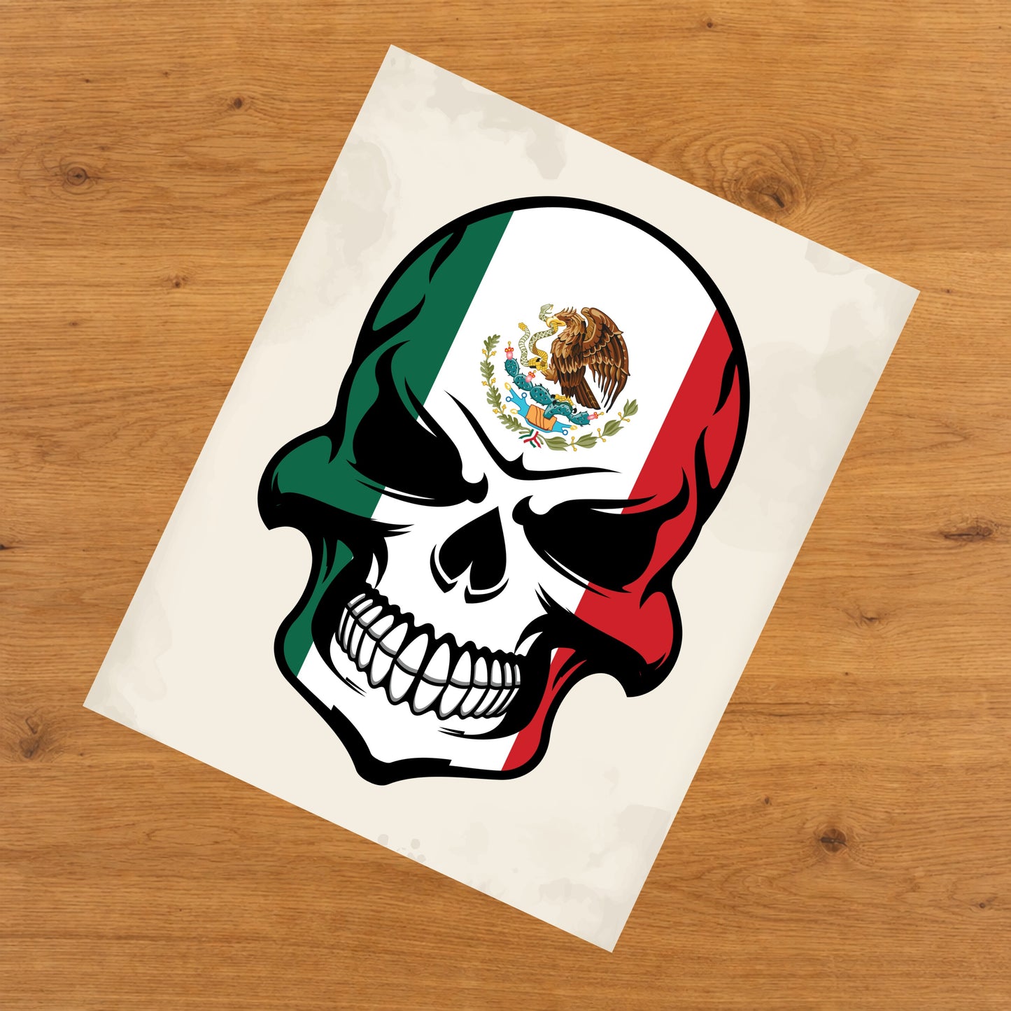 Mexican Flag Skull Cool Day Of The Dead Skull 8"x10" Wall Art Print