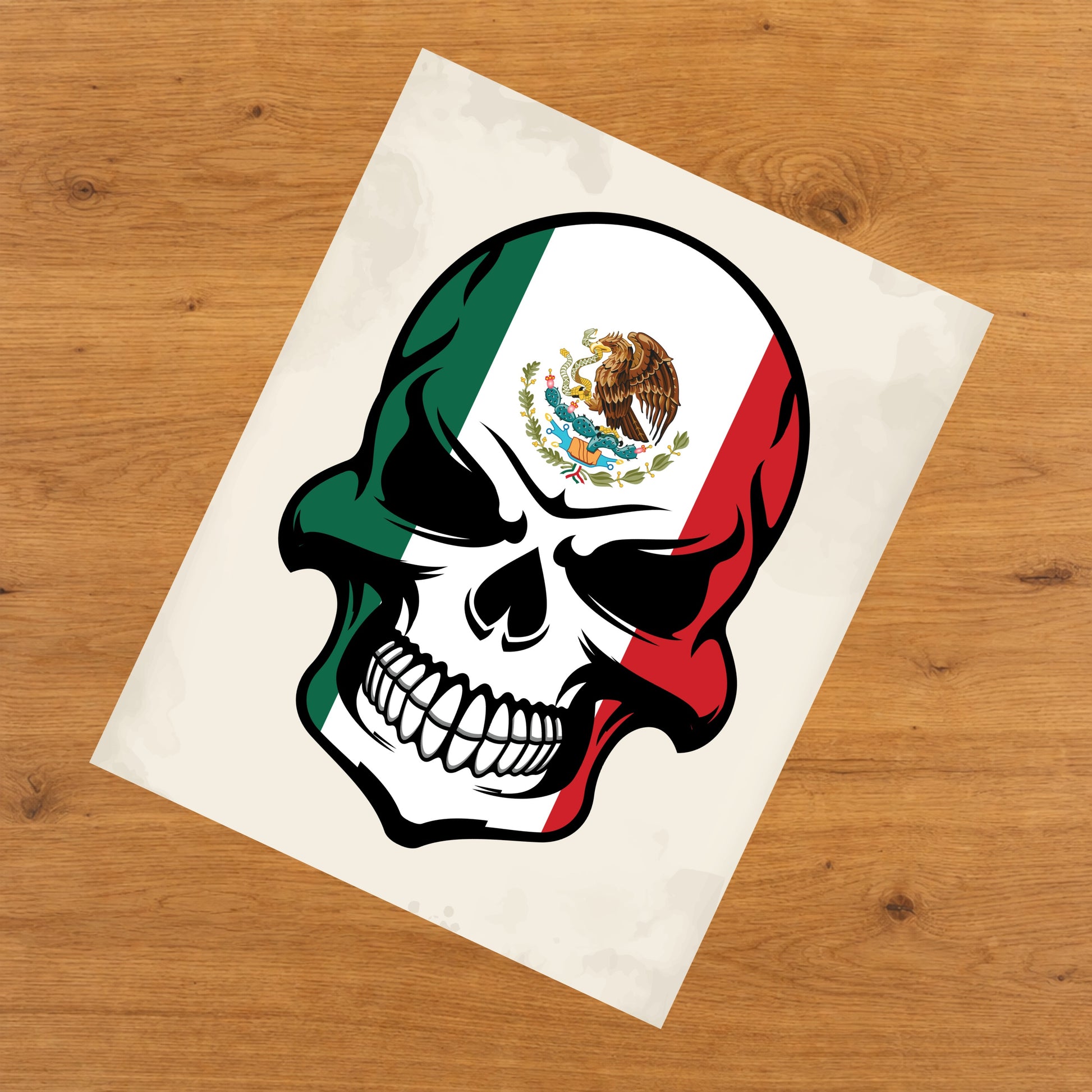 Mexican Flag Skull Cool Day Of The Dead Skull 8"x10" Wall Art Print