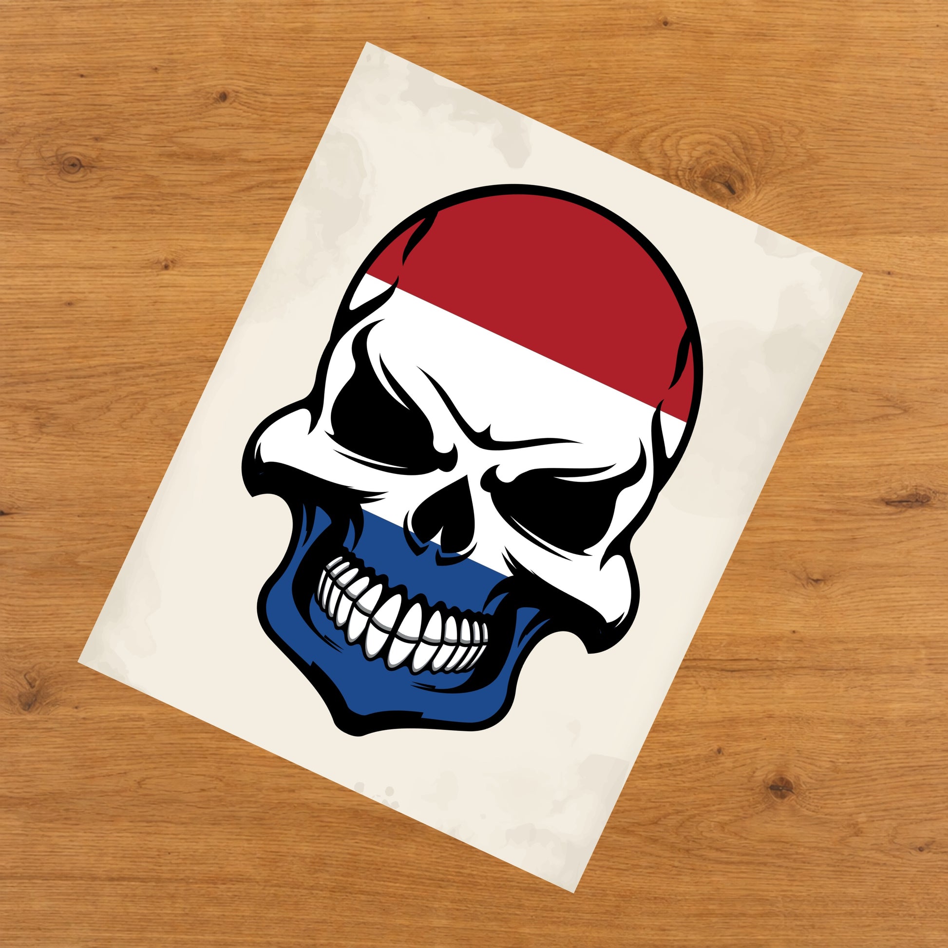 Dutch Flag Skull Cool Netherlands Skull 8"x10" Wall Art Print