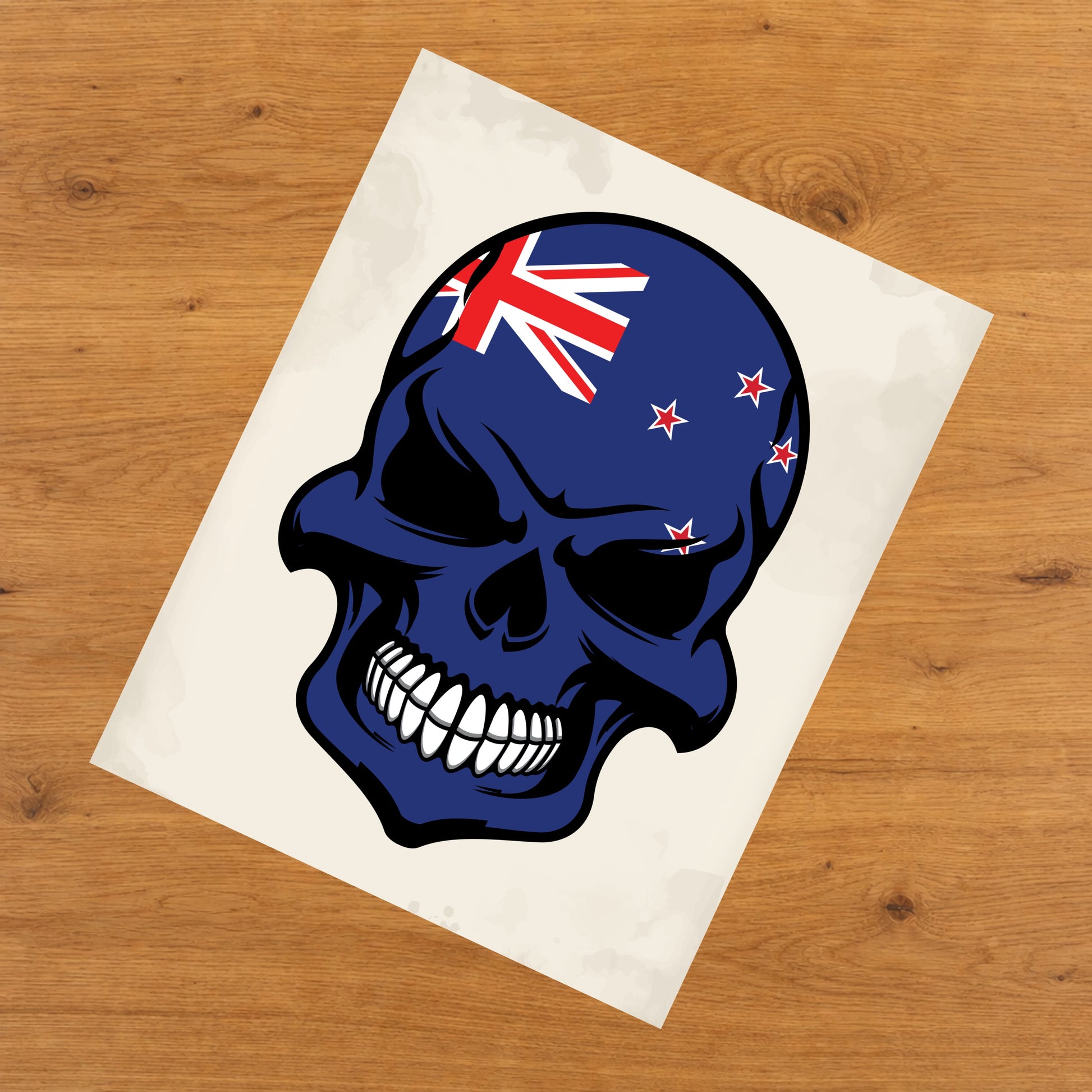 Kiwi Flag Skull Cool New Zealand Skull 8"x10" Wall Art Print
