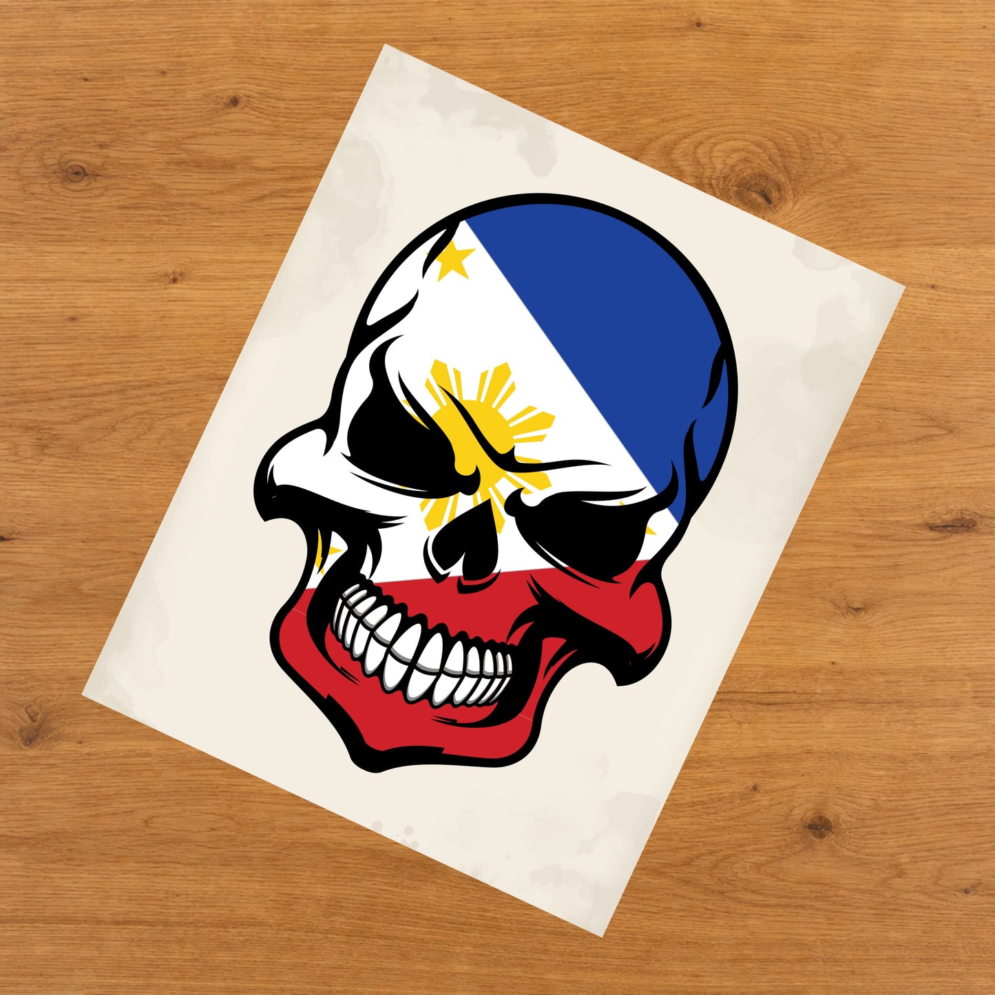 Filipino Flag Skull Cool Philippines Skull 8"x10" Wall Art Print