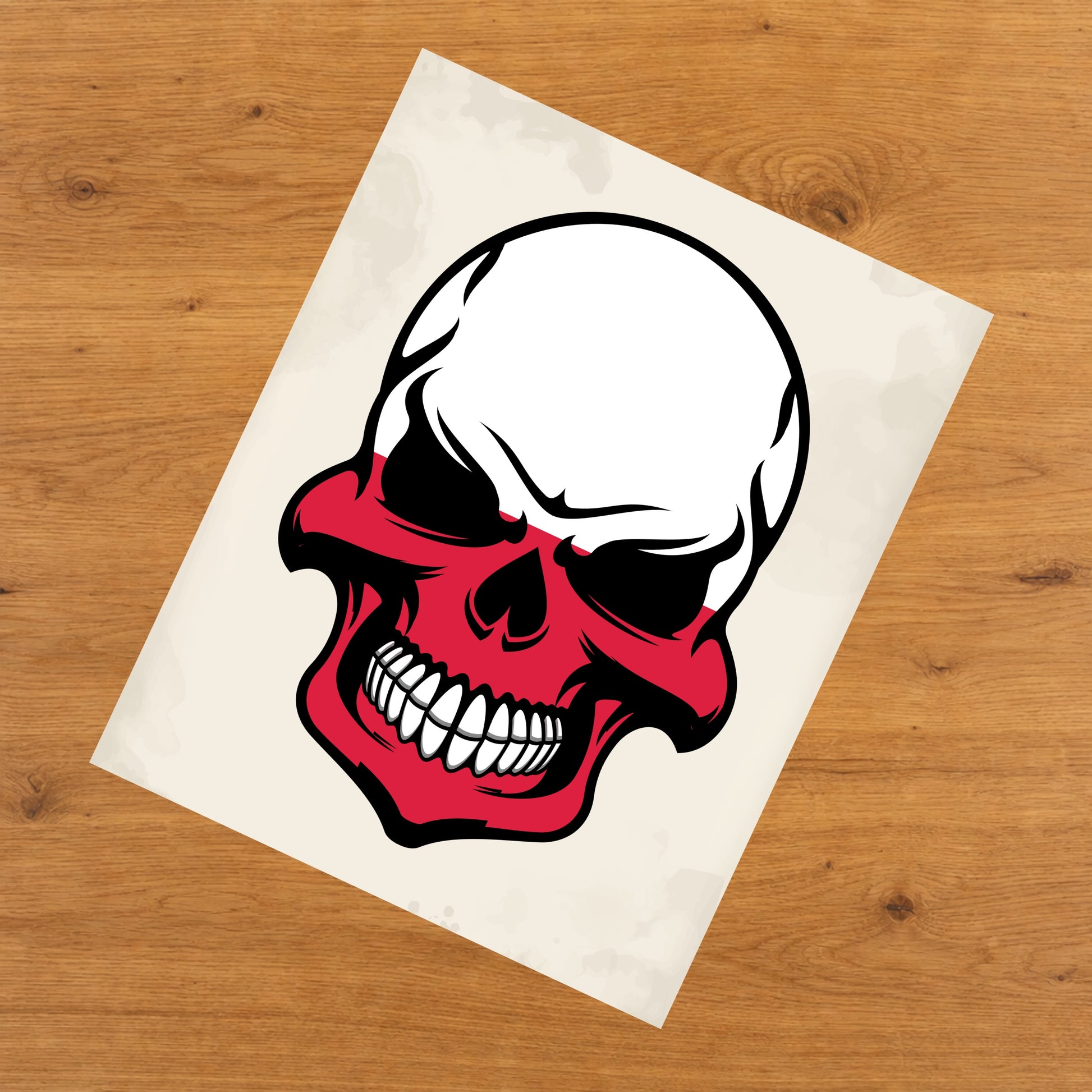 Polish Flag Skull Cool Poland Skull 8"x10" Wall Art Print