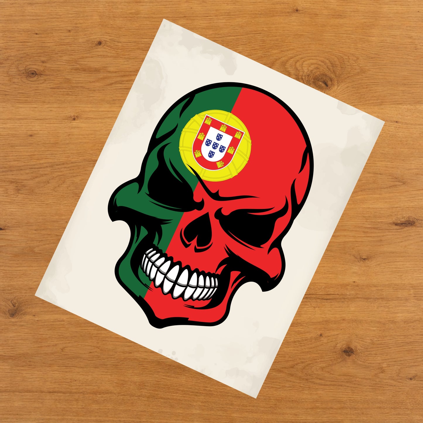 Portuguese Flag Skull Cool Portugal Skull 8"x10" Wall Art Print