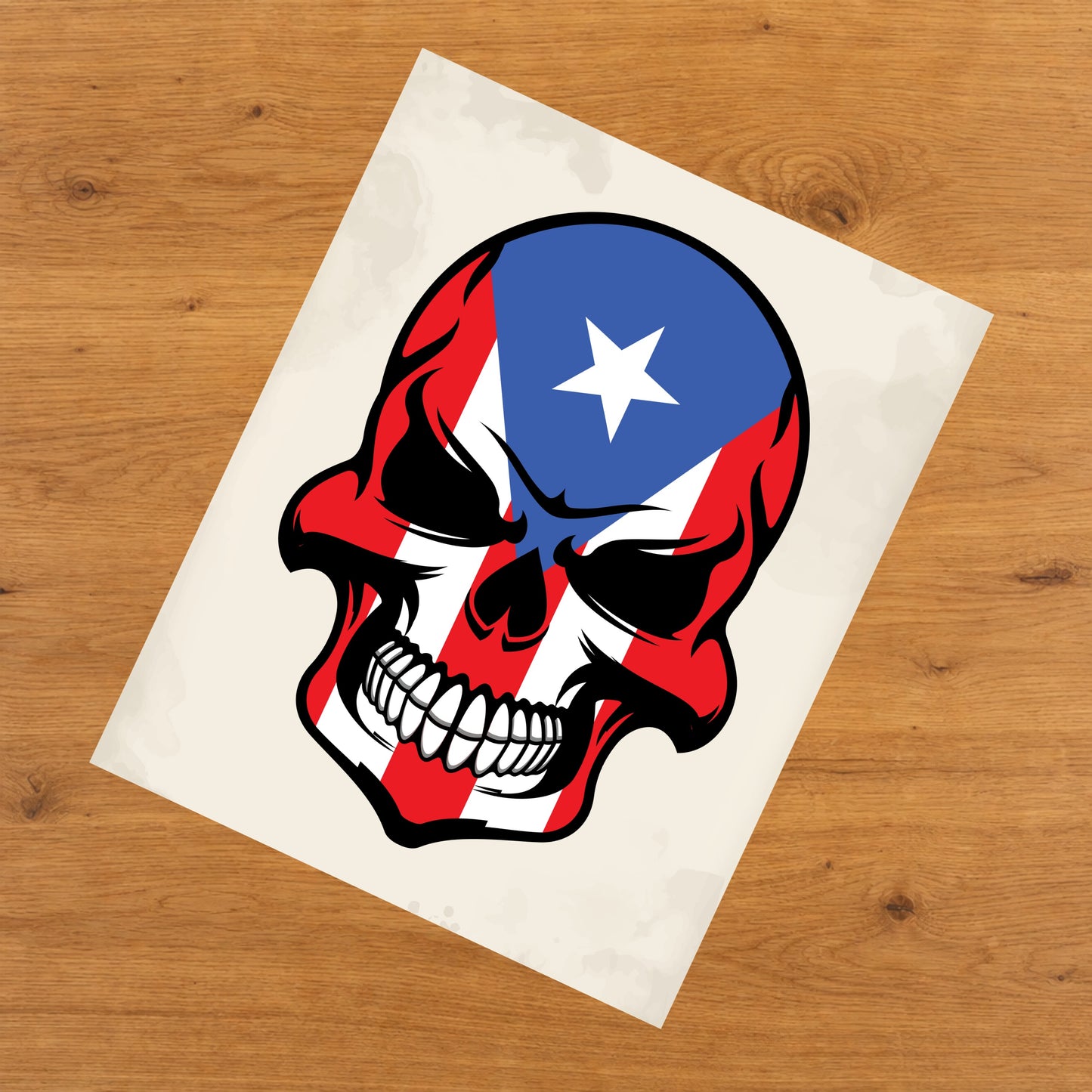 Puerto Rican Flag Skull Cool Puerto Rico Skull 8"x10" Wall Art Print