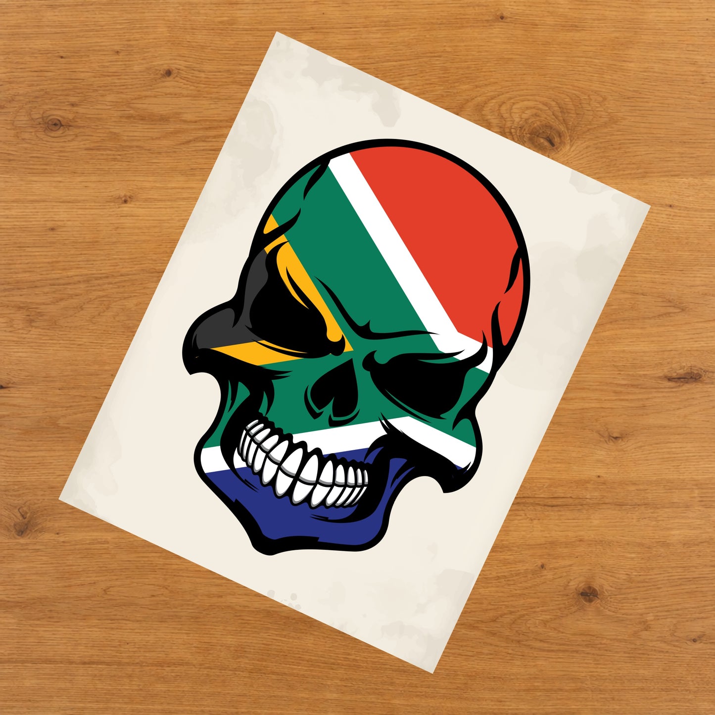 South African Flag Skull Cool South Africa Skull 8"x10" Wall Art Print