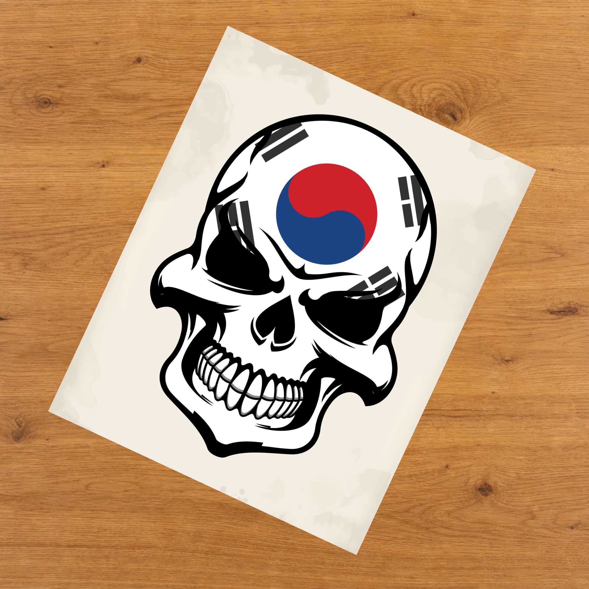 Korean Flag Skull Cool South Korea Skull 8"x10" Wall Art Print