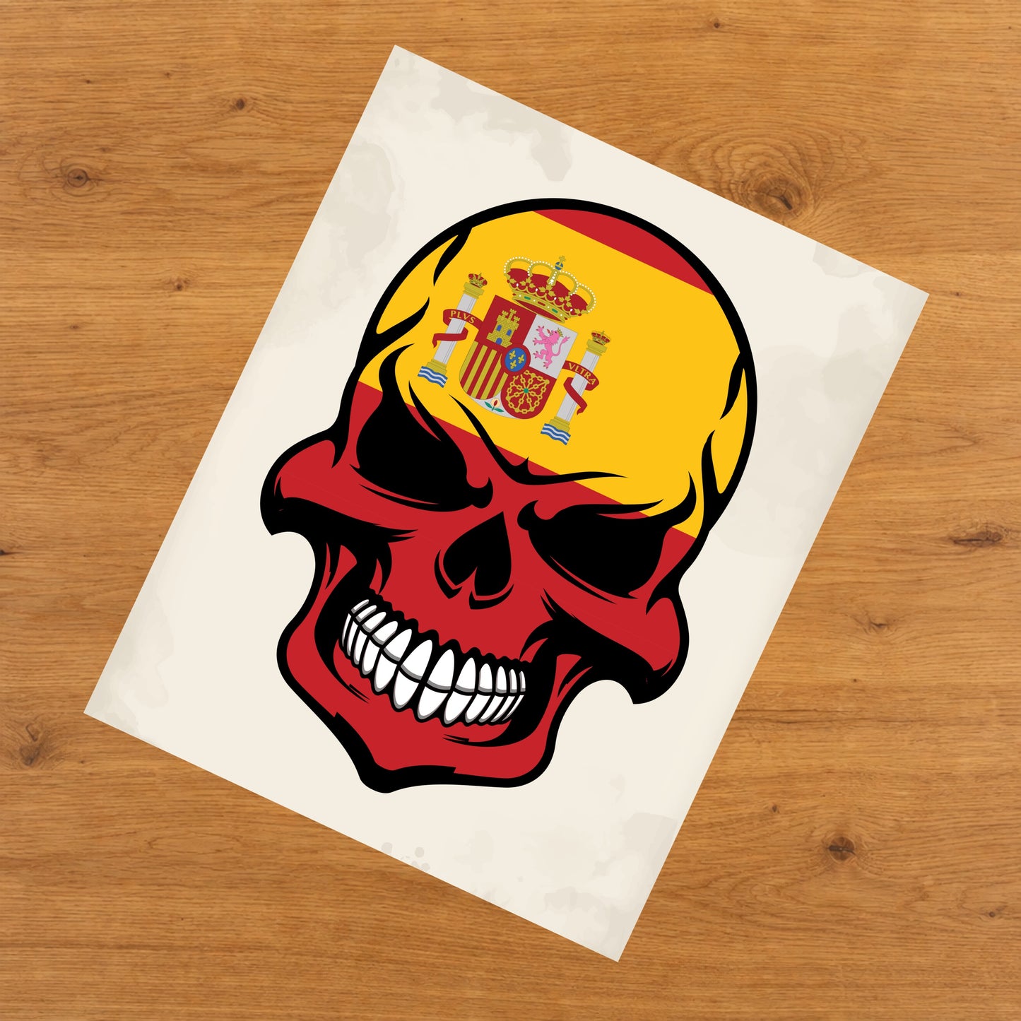 Spanish Flag Skull Cool Spain Skull 8"x10" Wall Art Print