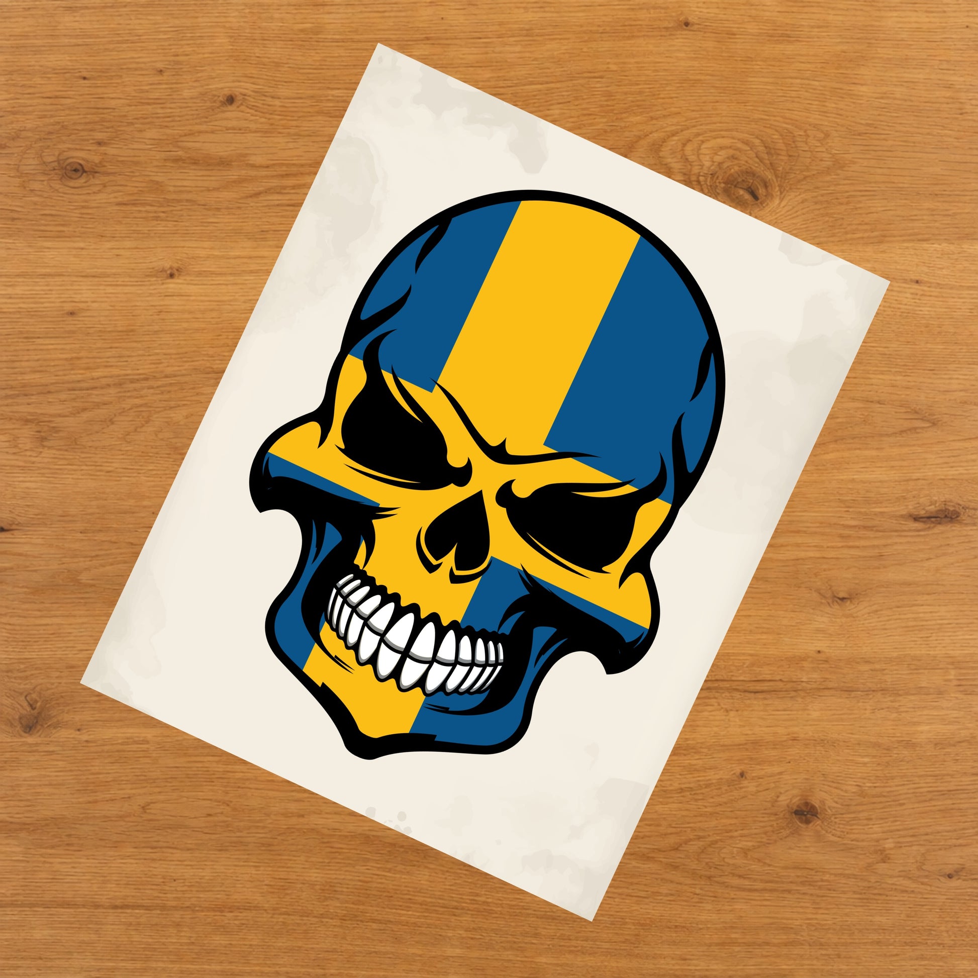 Swedish Flag Skull Cool Sweden Skull 8"x10" Wall Art Print