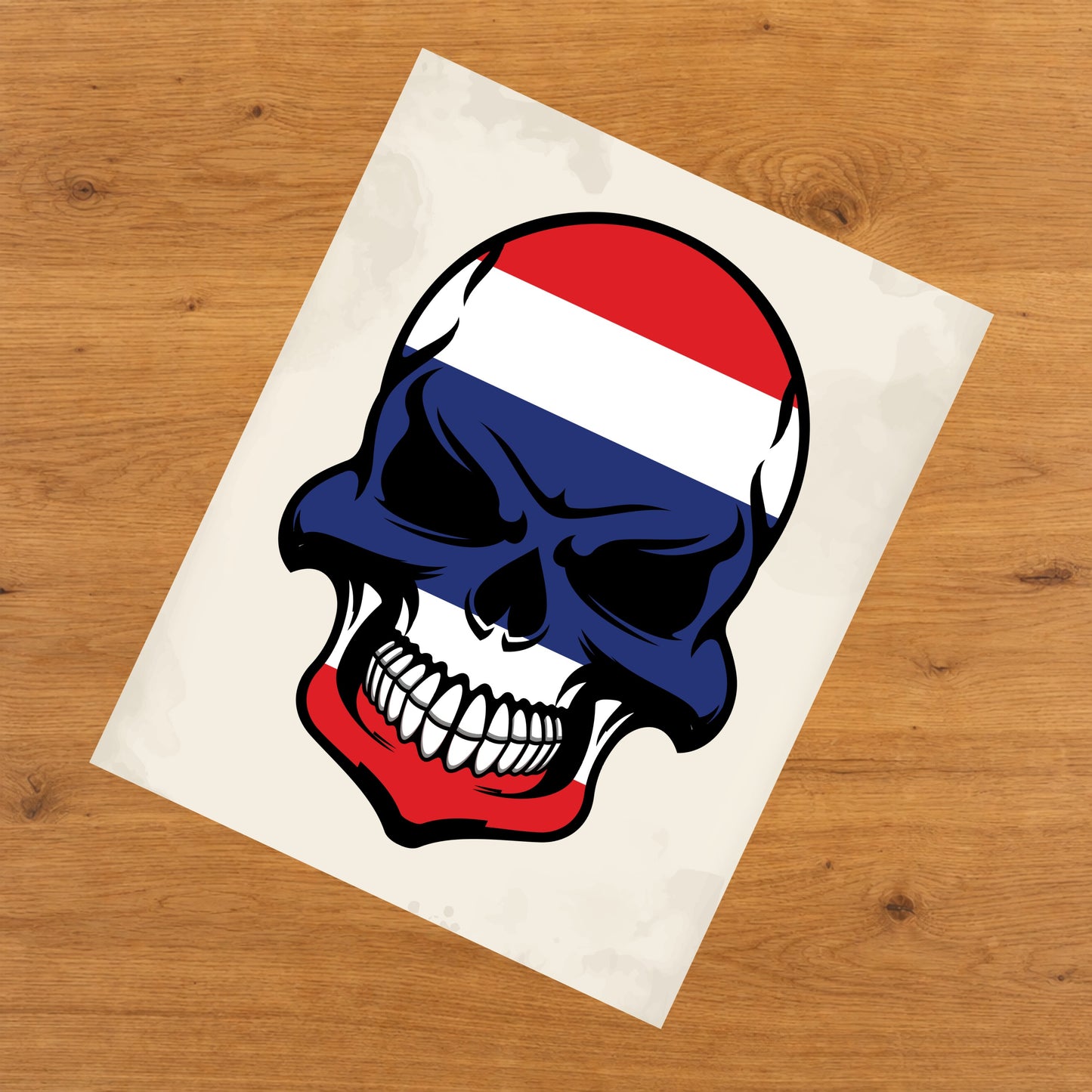 Thai Flag Skull Cool Thailand Skull 8"x10" Wall Art Print