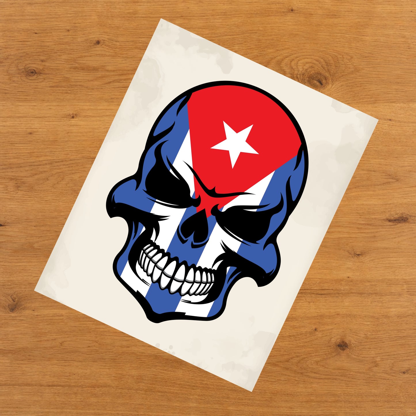 Cuban Flag Skull Cool Cuba Skull 8"x10" Wall Art Print