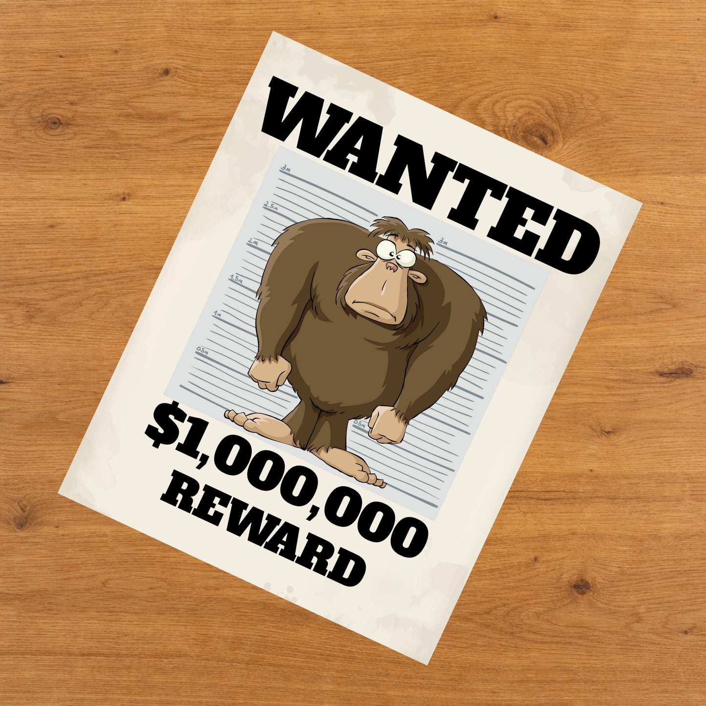 Bigfoot Wanted Poster Funny Sasquatch 8"x10" Wall Art Print