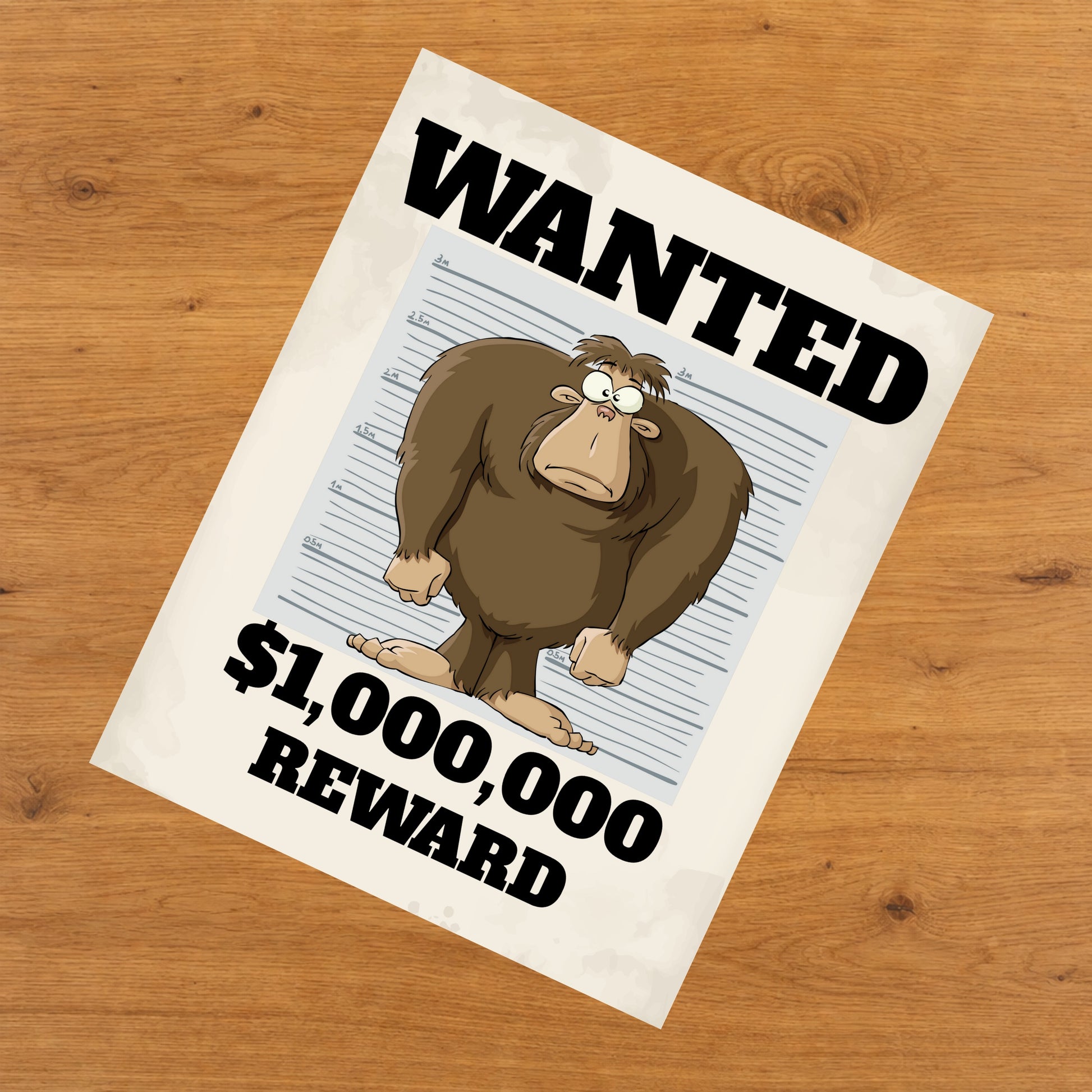 Bigfoot Wanted Poster Funny Sasquatch 8"x10" Wall Art Print