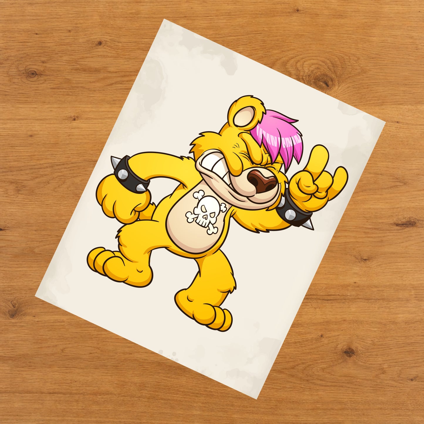 Punk Rock Music Teddy Bear Rocker Bear 8"x10" Wall Art Print