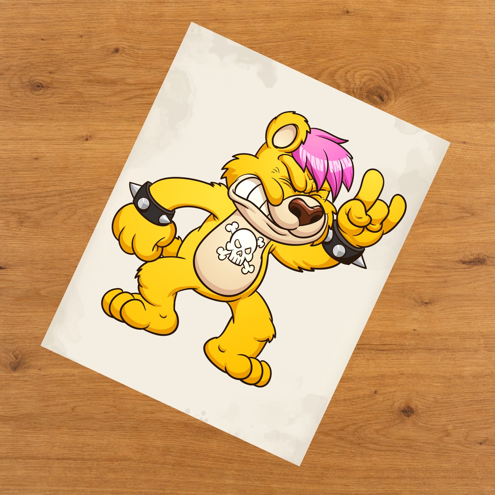 Punk Rock Music Teddy Bear Rocker Bear 8"x10" Wall Art Print