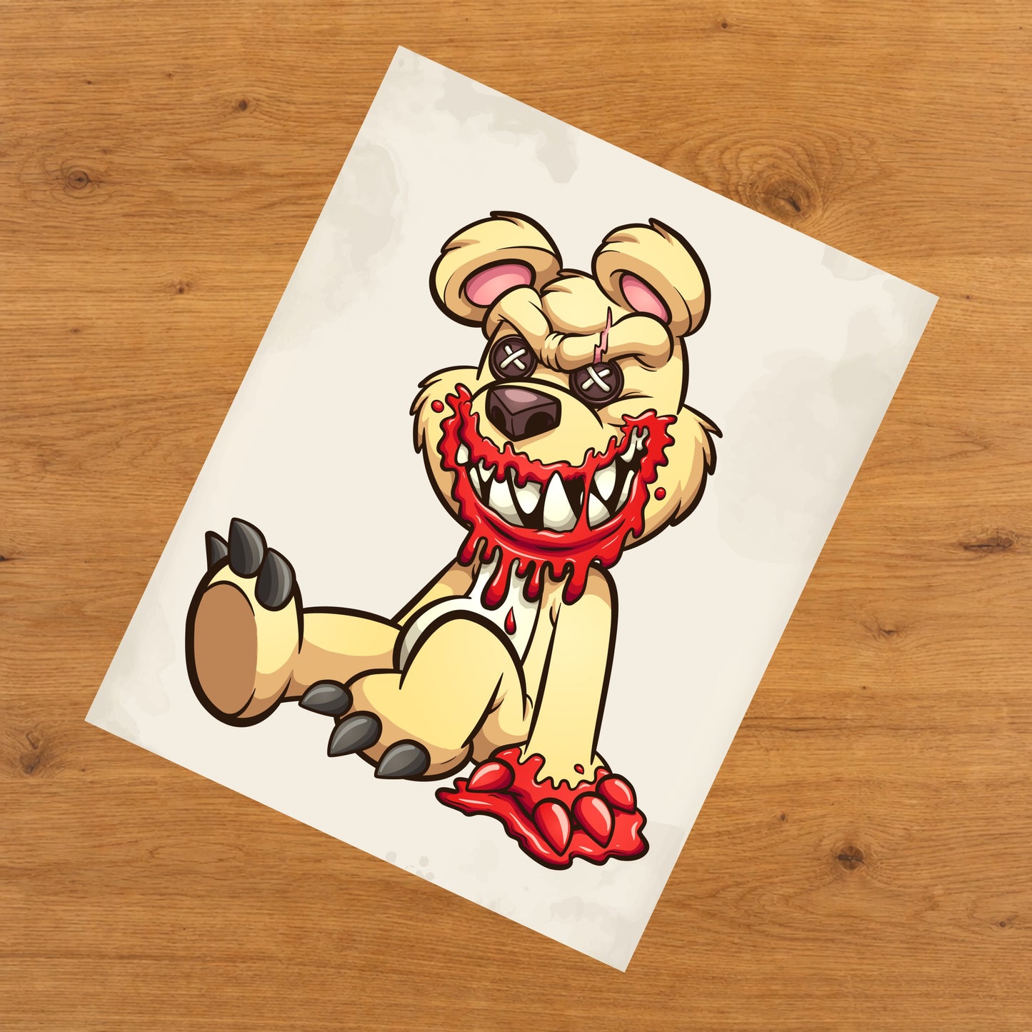 Deranged Teddy Bear Bloody Demented Bear 8"x10" Wall Art Print