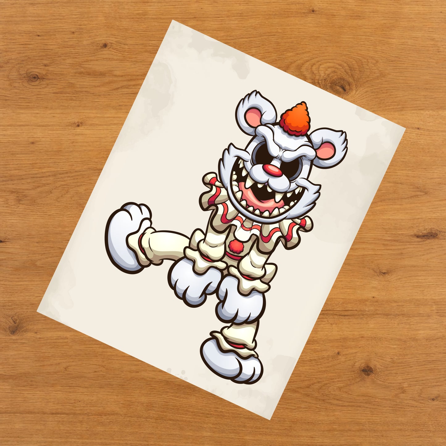 Demented Clown Teddy Bear Scary Deranged Bear Halloween 8"x10" Wall Art Print