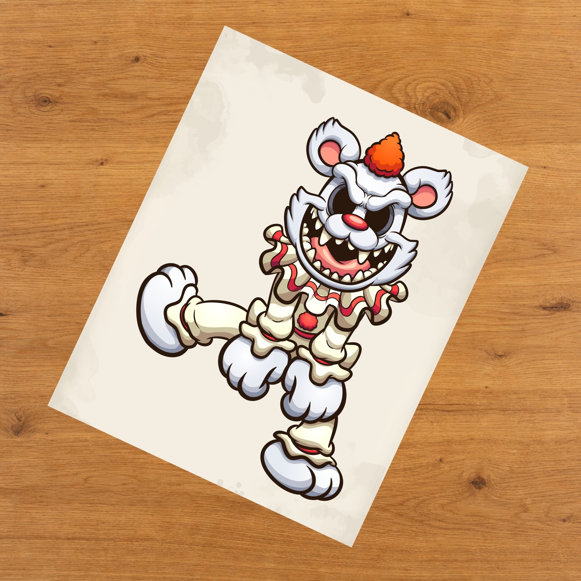 Demented Clown Teddy Bear Scary Deranged Bear Halloween 8"x10" Wall Art Print