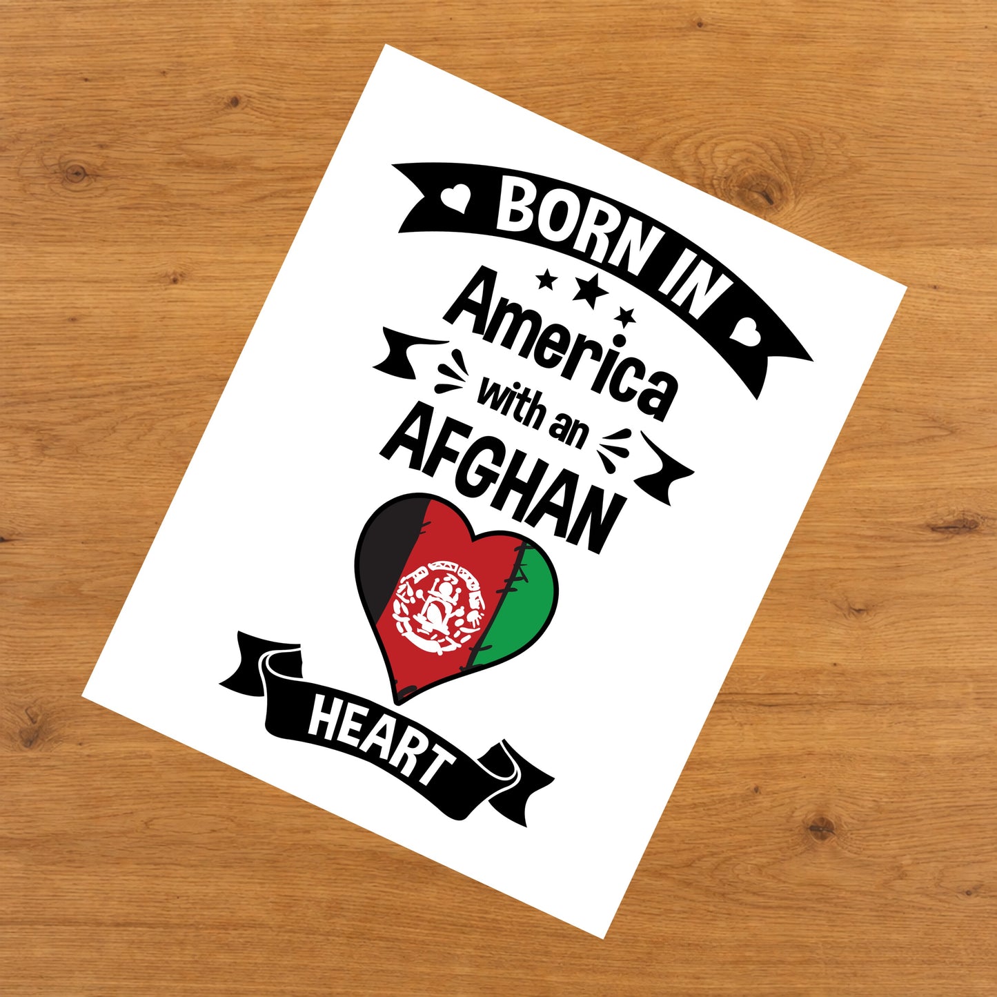 Born In America With An Afghan Heart Baby Nursery 8"x10" Wall Art Print