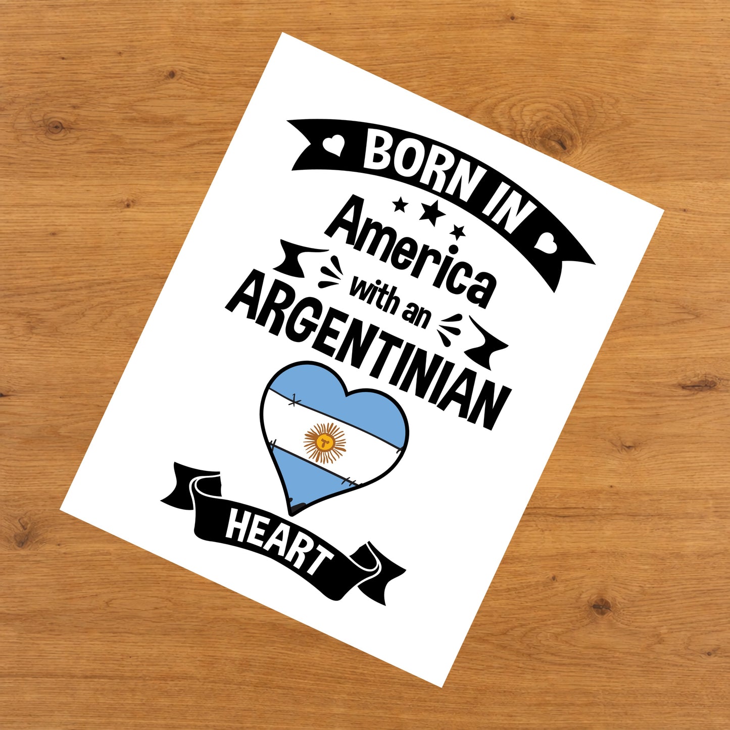 Born In America With An Argentinian Heart Baby Nursery 8"x10" Wall Art Print