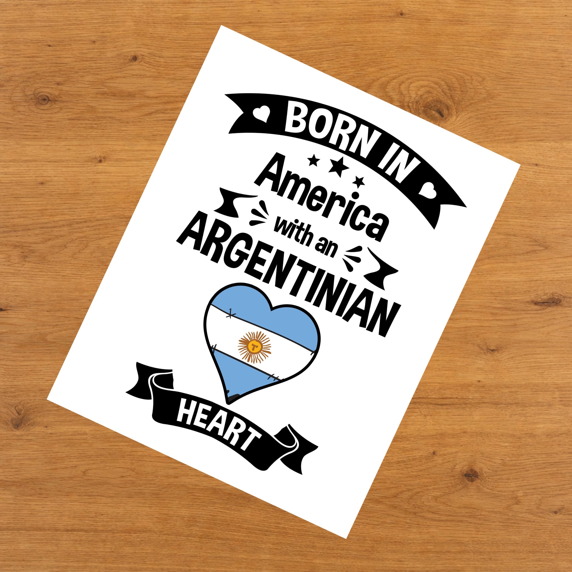 Born In America With An Argentinian Heart Baby Nursery 8"x10" Wall Art Print