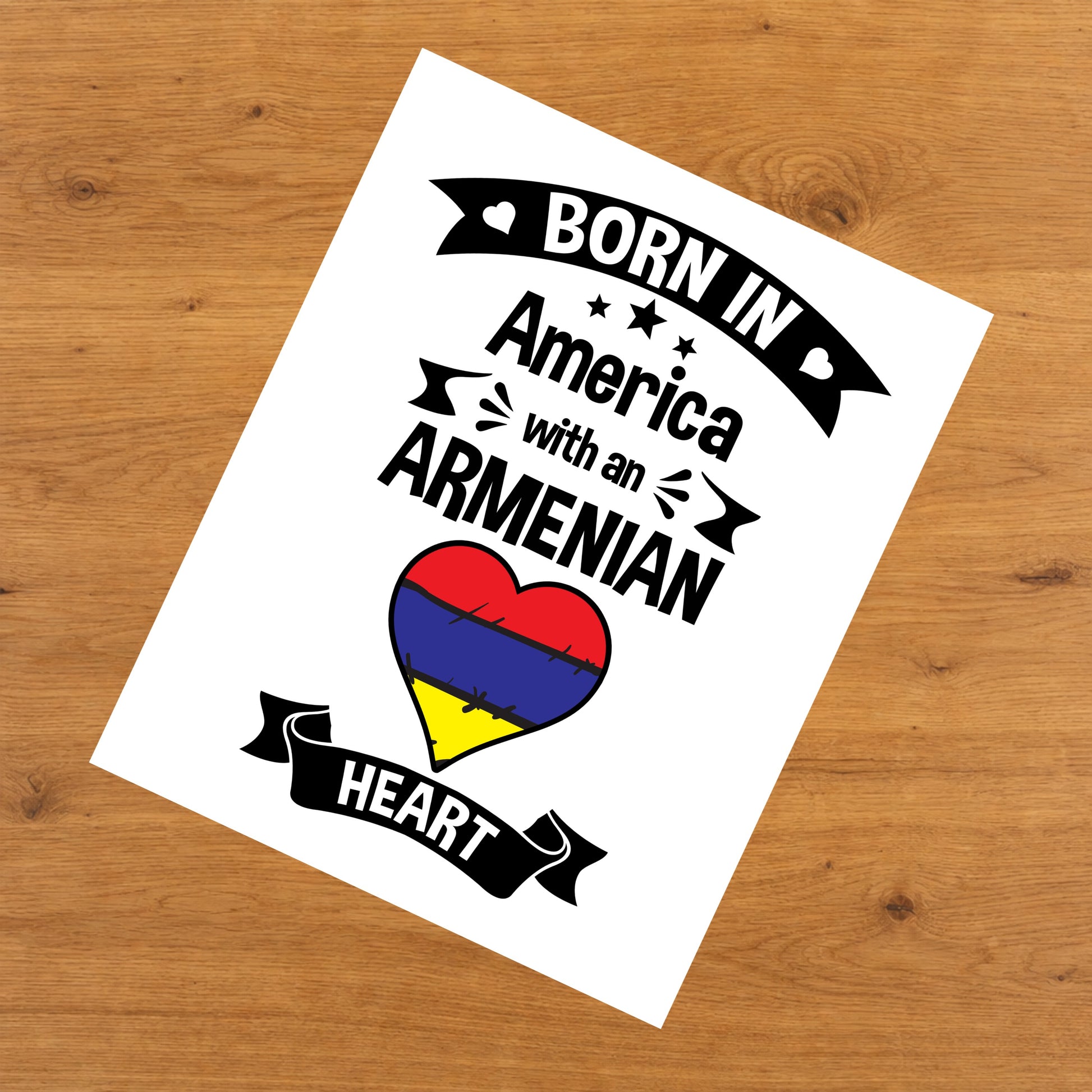 Born In America With An Armenian Heart Baby Nursery 8"x10" Wall Art Print