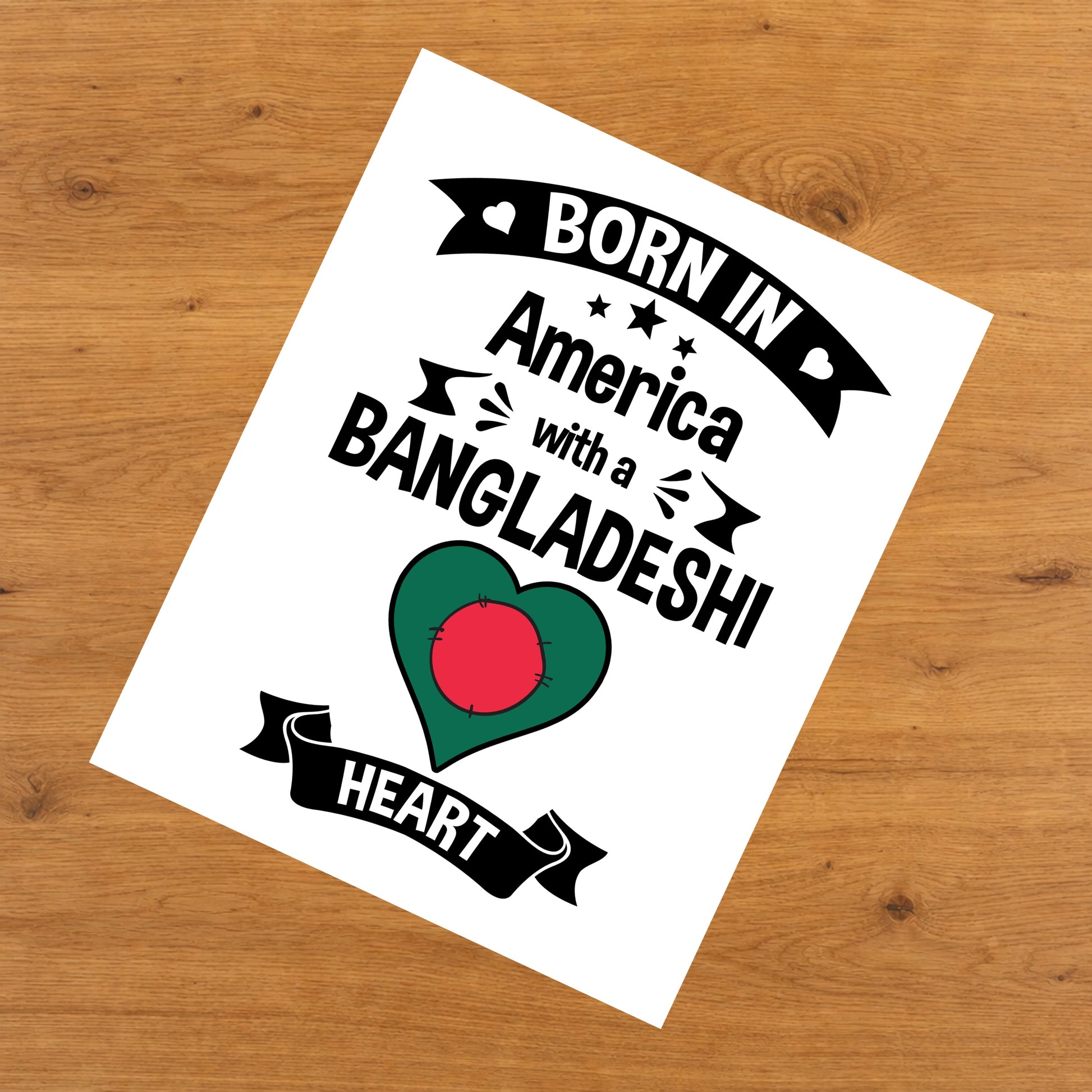 Born In America With A Bangladeshi Heart Baby Nursery 8"x10" Wall Art Print