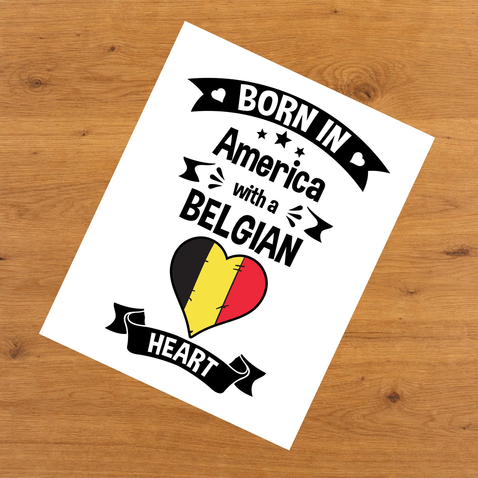 Born In America With A Belgian Heart Baby Nursery 8"x10" Wall Art Print