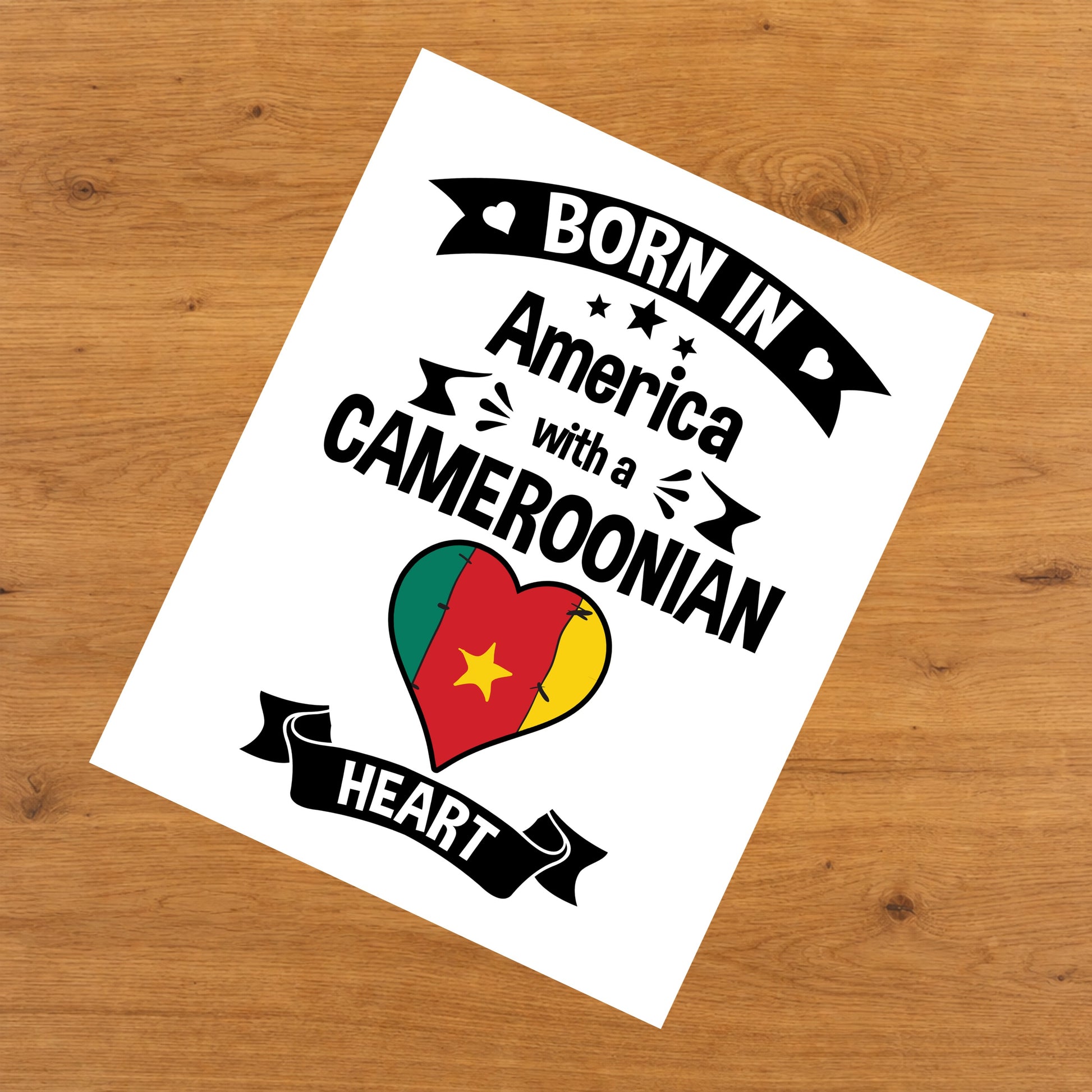 Born In America With A Cameroonian Heart Baby Nursery 8"x10" Wall Art Print