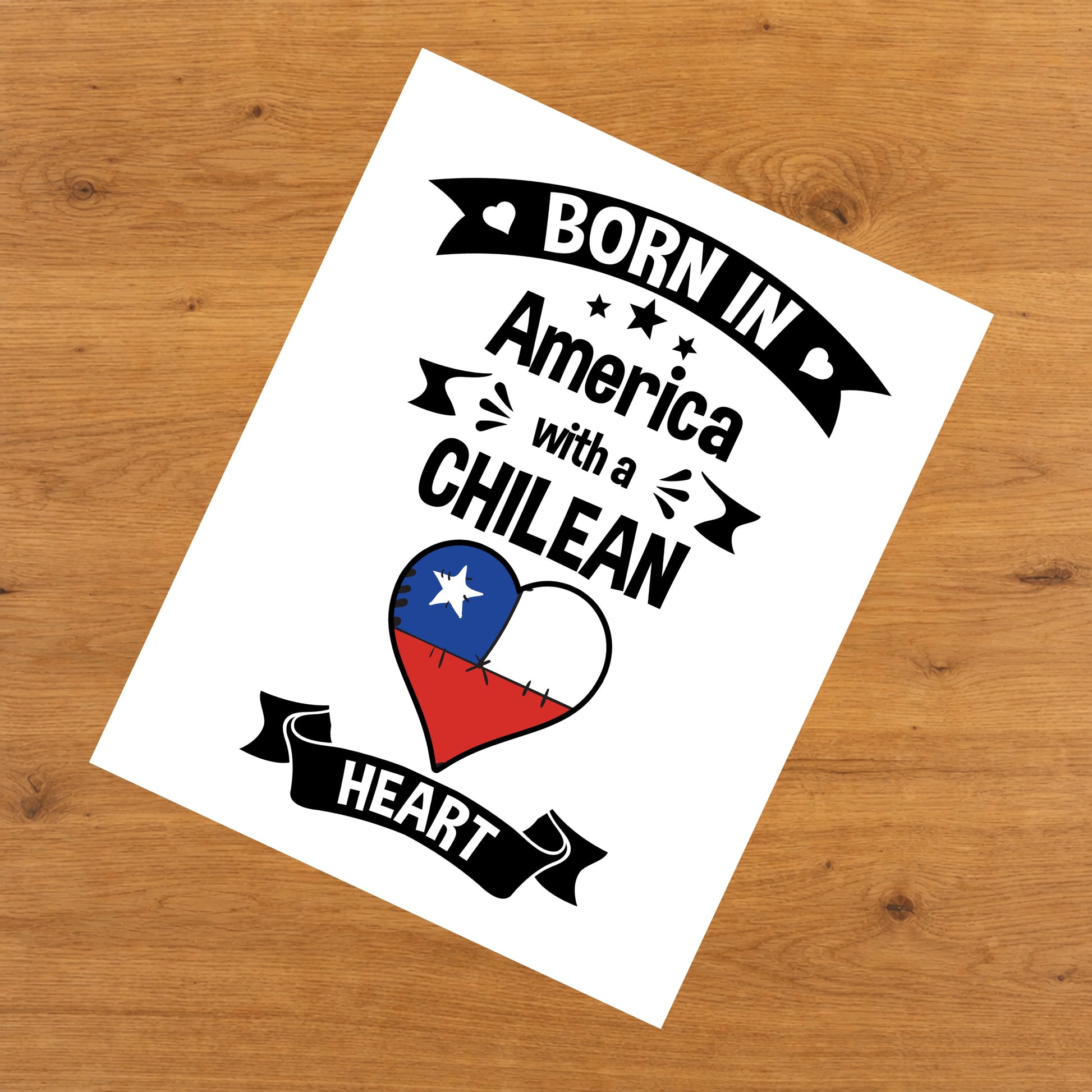 Born In America With A Chilean Heart Baby Nursery 8"x10" Wall Art Print