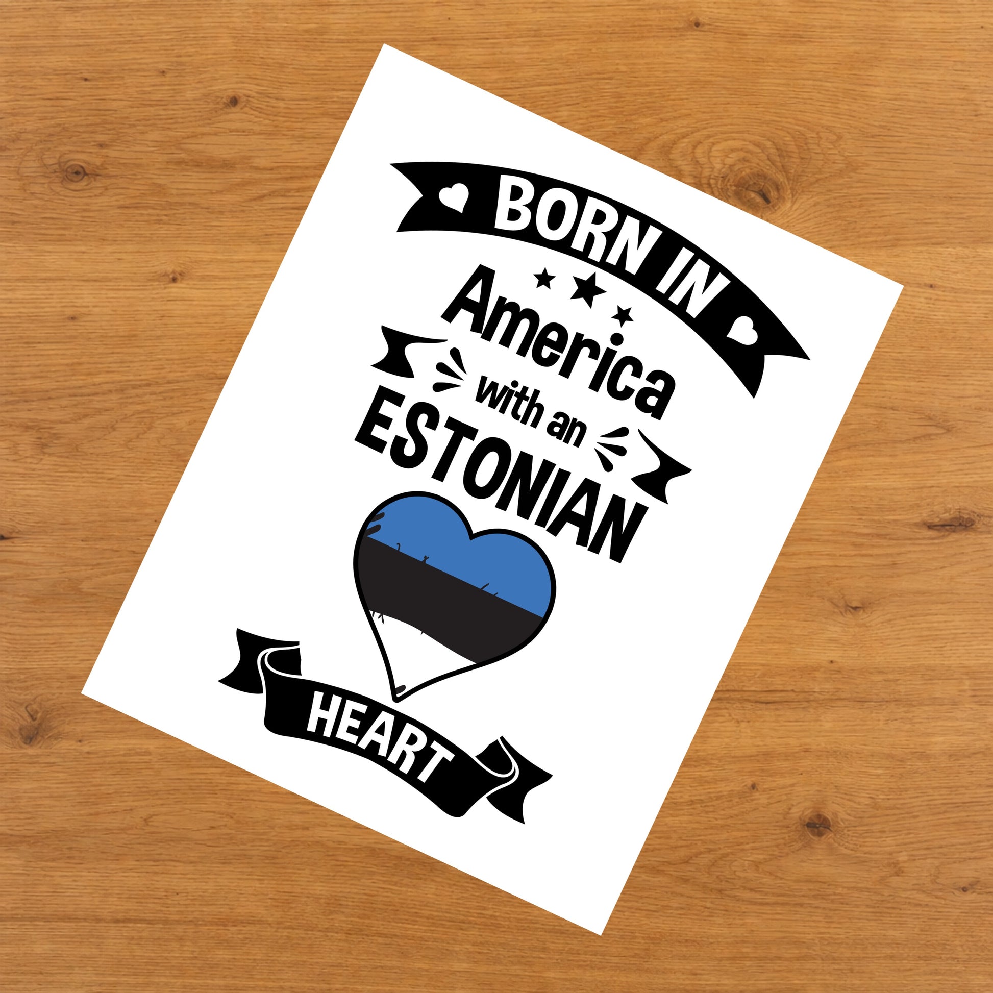 Born In America With An Estonian Heart Baby Nursery 8"x10" Wall Art Print