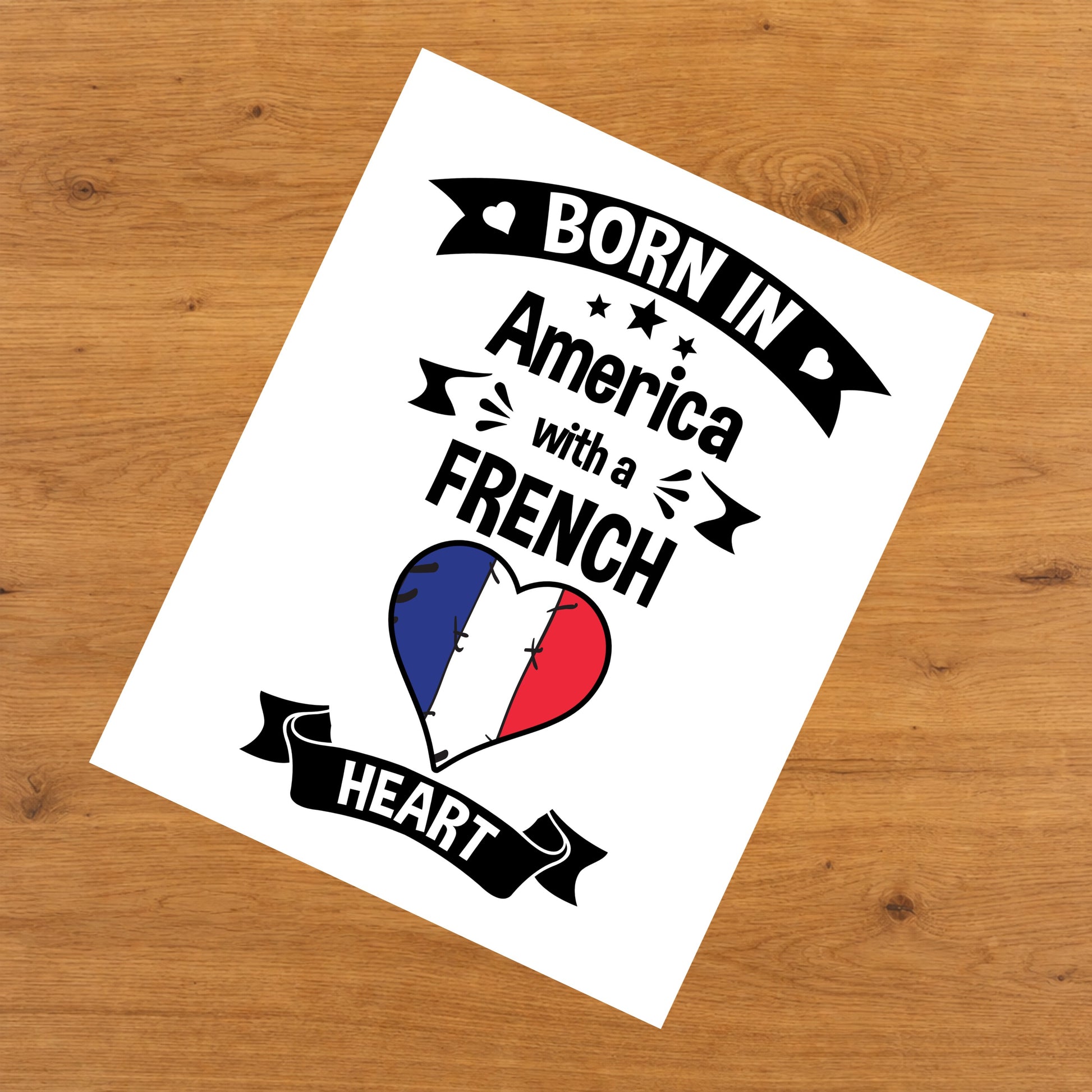 Born In America With A French Heart Baby Nursery 8"x10" Wall Art Print