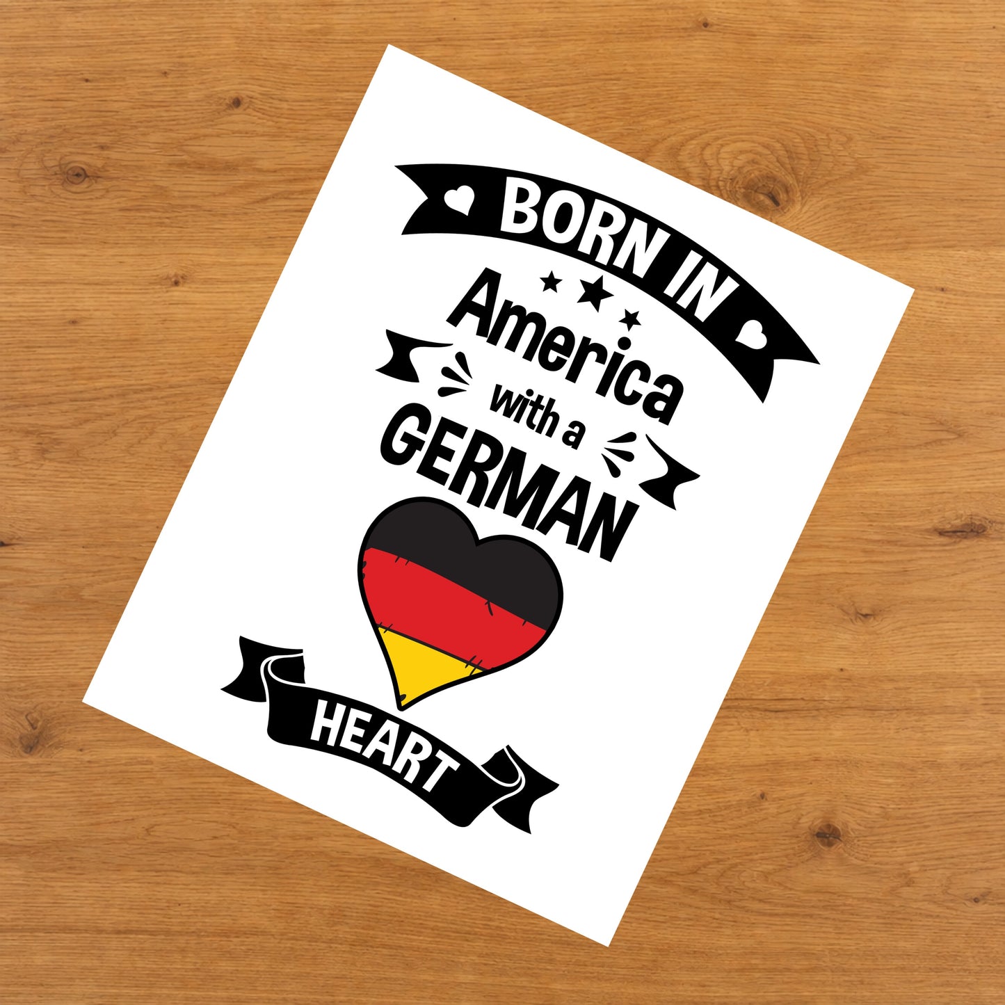 Born In America With A German Heart Baby Nursery 8"x10" Wall Art Print