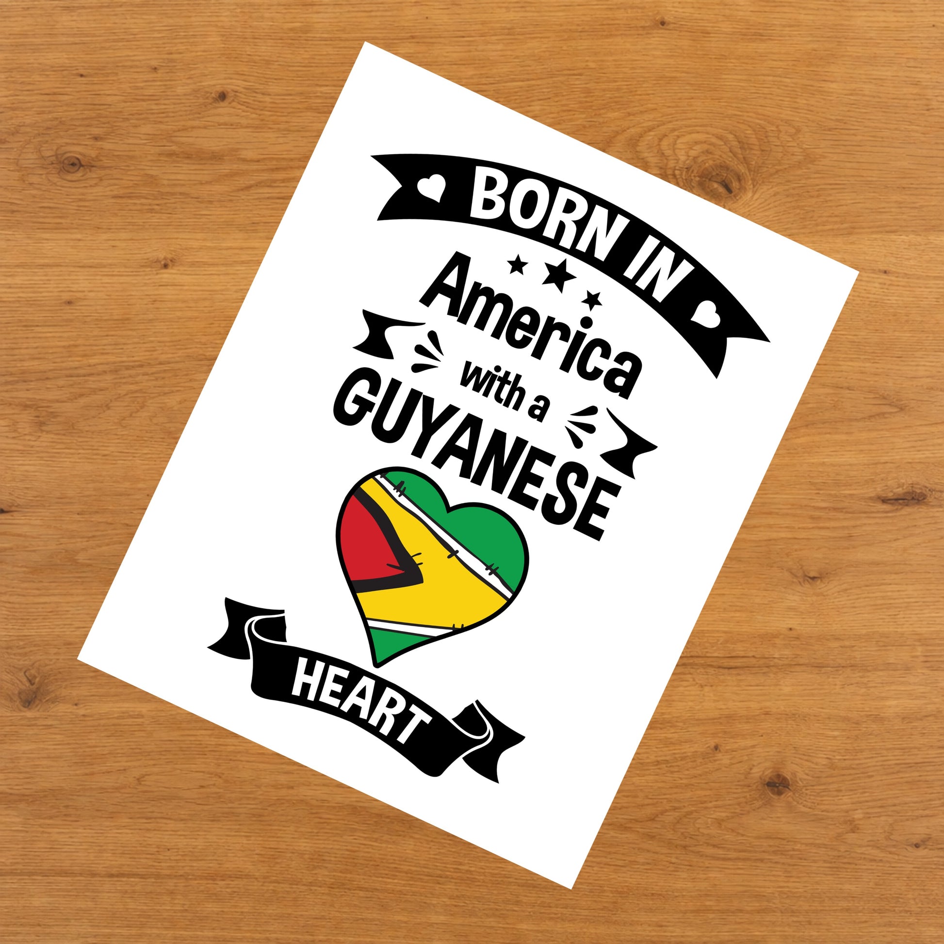 Born In America With A Guyanese Heart Baby Nursery 8"x10" Wall Art Print