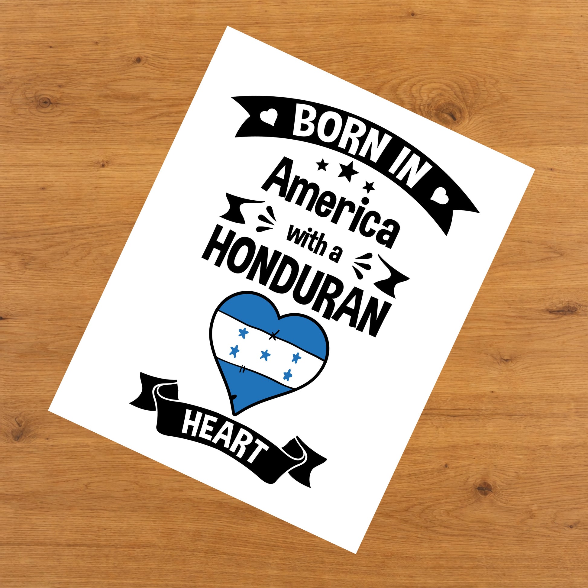 Born In America With A Honduran Heart Baby Nursery 8"x10" Wall Art Print