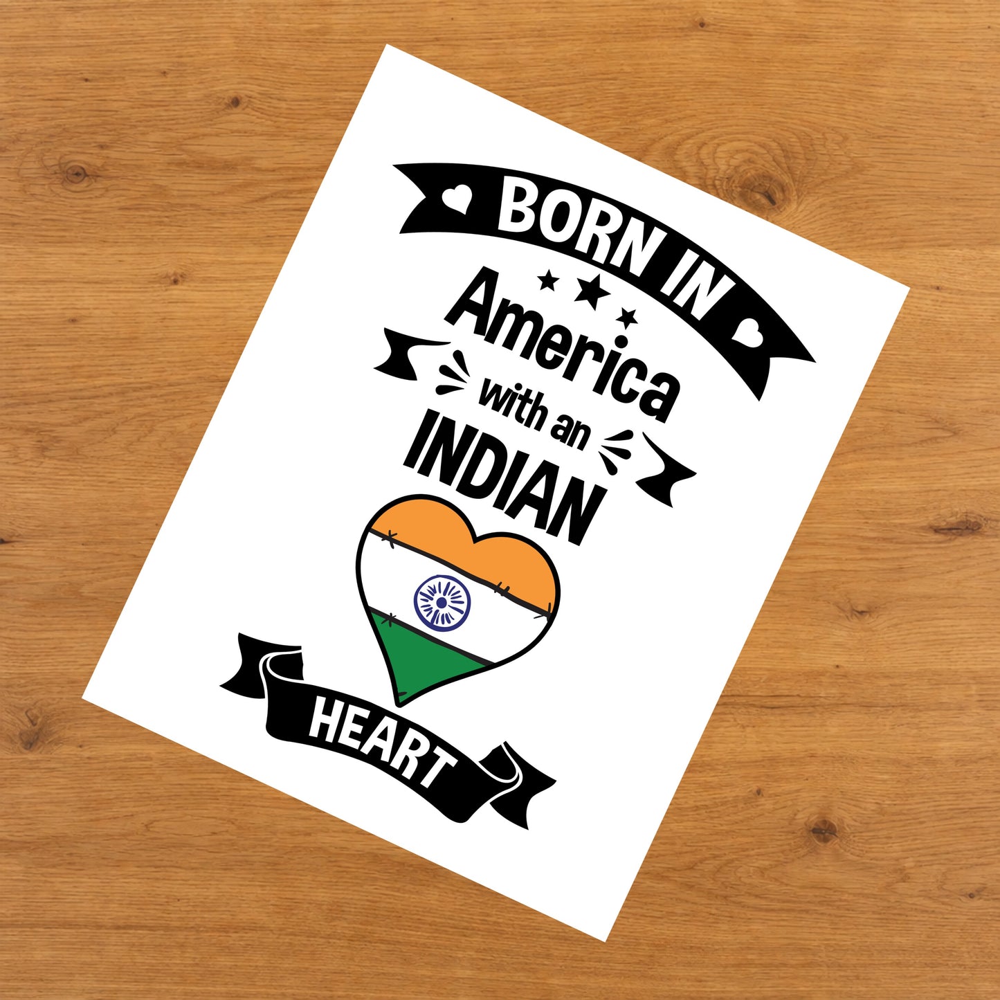 Born In America With An Indian Heart Baby Nursery 8"x10" Wall Art Print