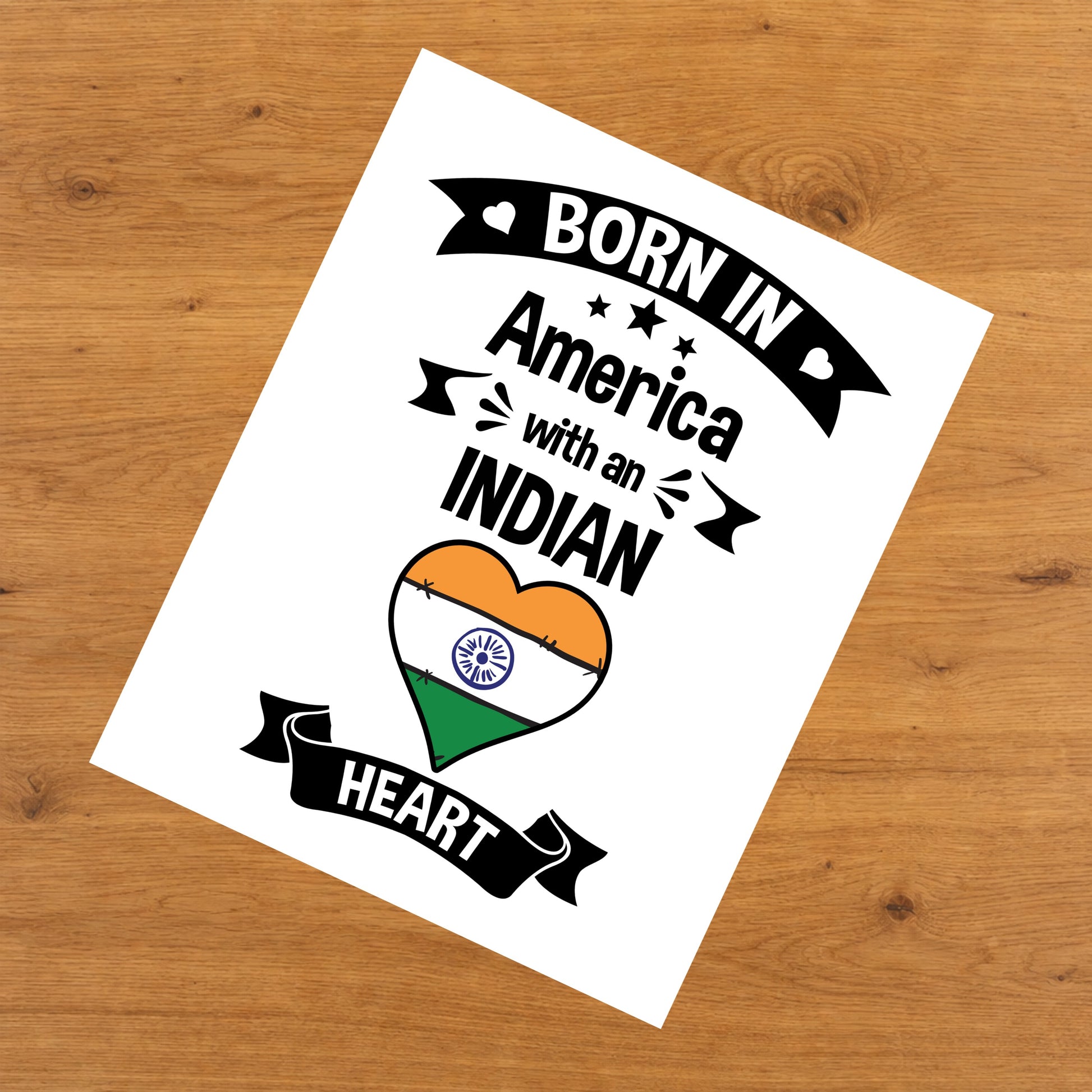 Born In America With An Indian Heart Baby Nursery 8"x10" Wall Art Print