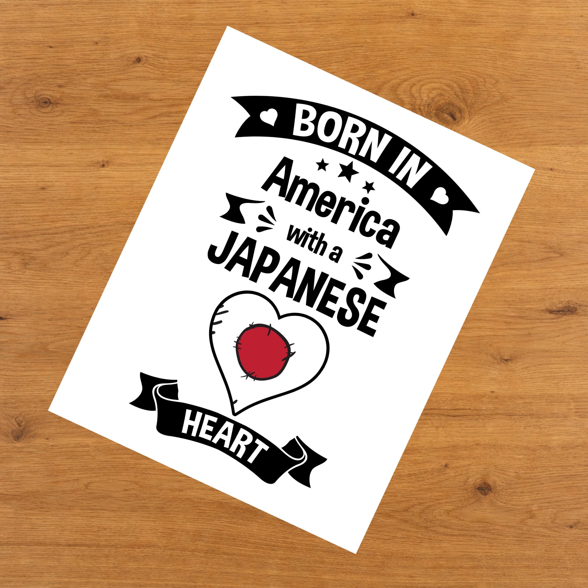 Born In America With A Japanese Heart Baby Nursery 8"x10" Wall Art Print