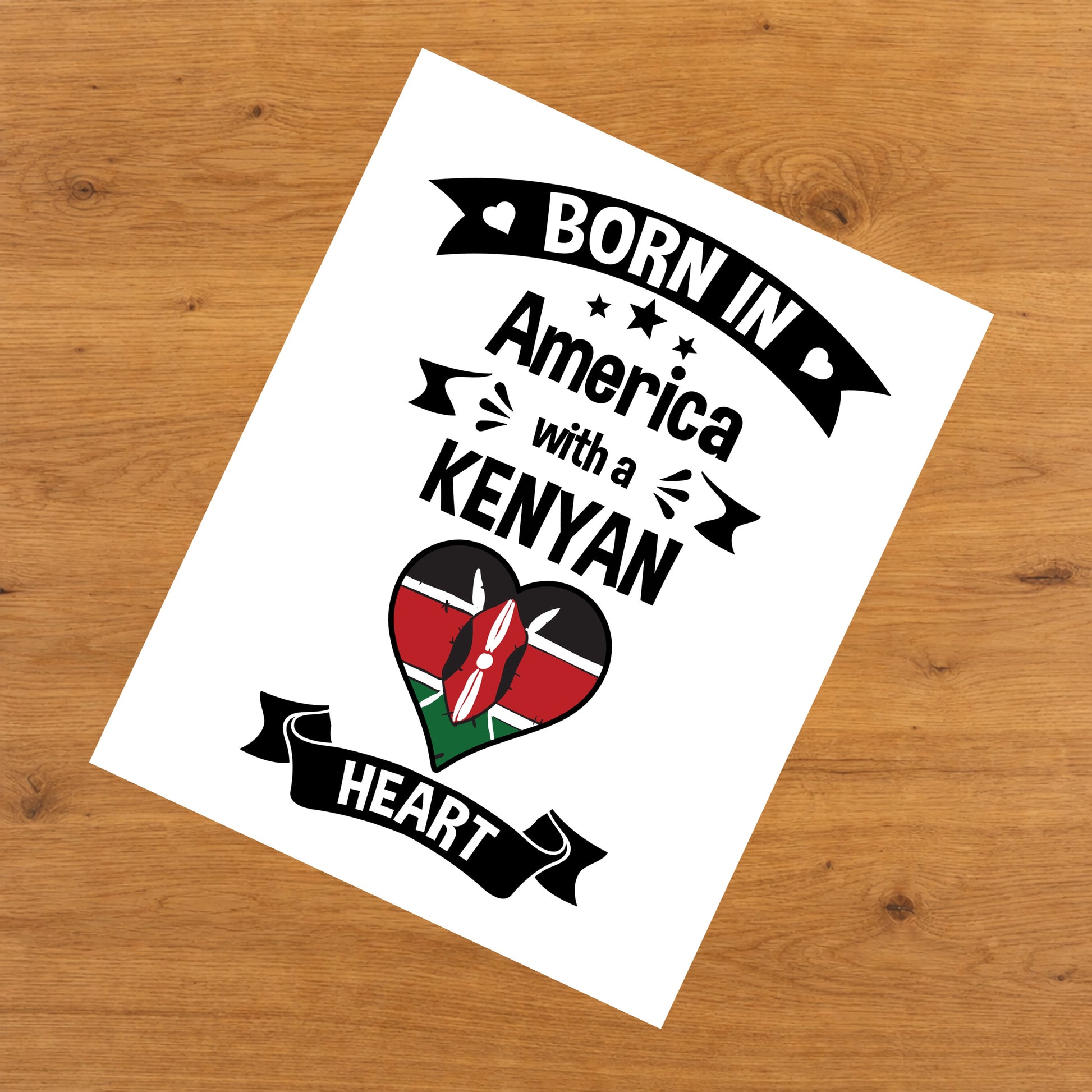 Born In America With A Kenyan Heart Baby Nursery 8"x10" Wall Art Print