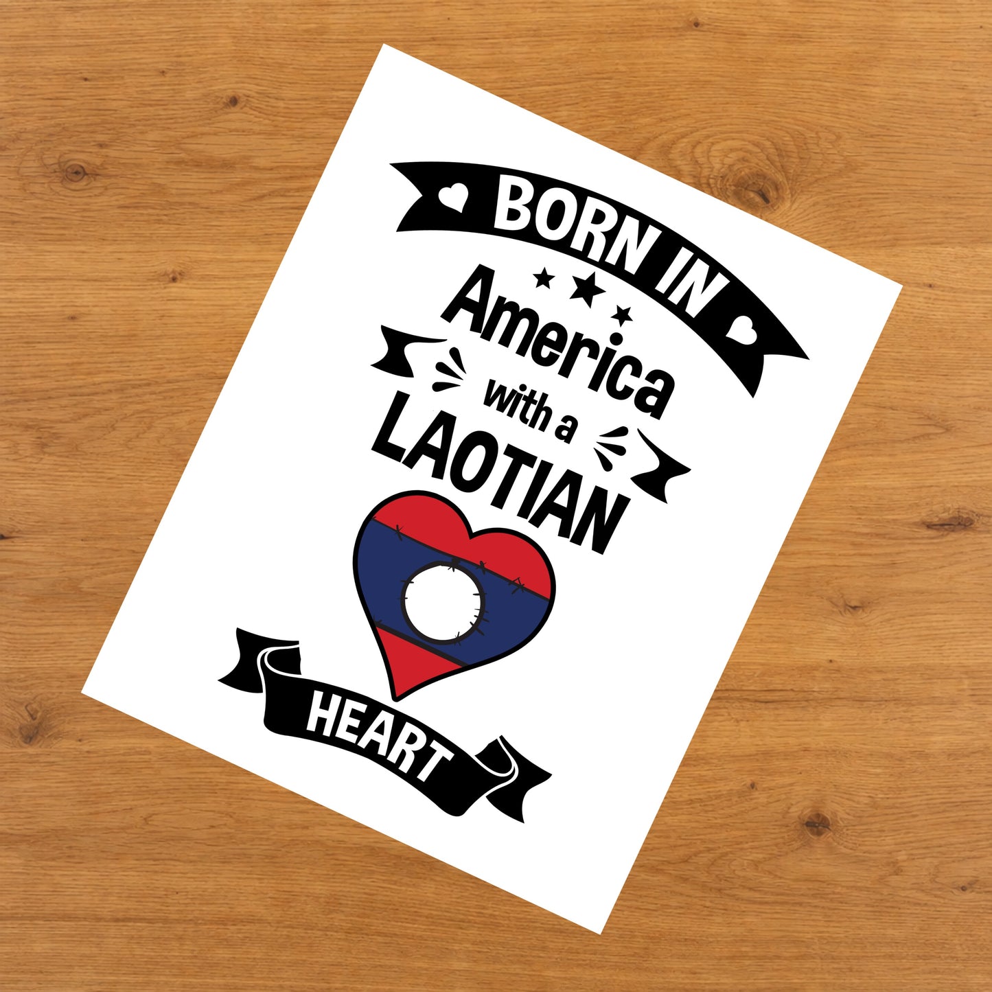 Born In America With A Laotian Heart Baby Nursery 8"x10" Wall Art Print