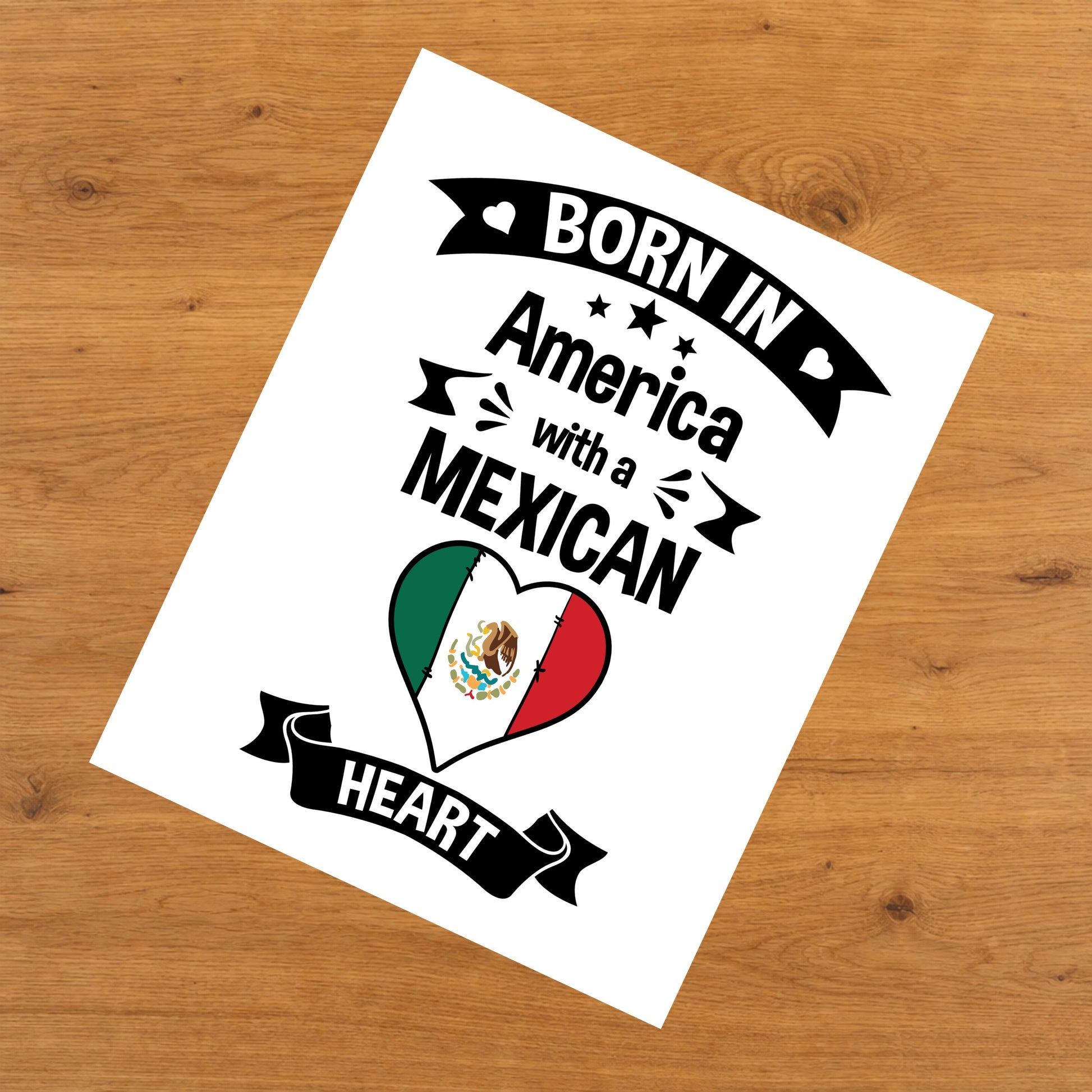 Born In America With A Mexican Heart Baby Nursery 8"x10" Wall Art Print