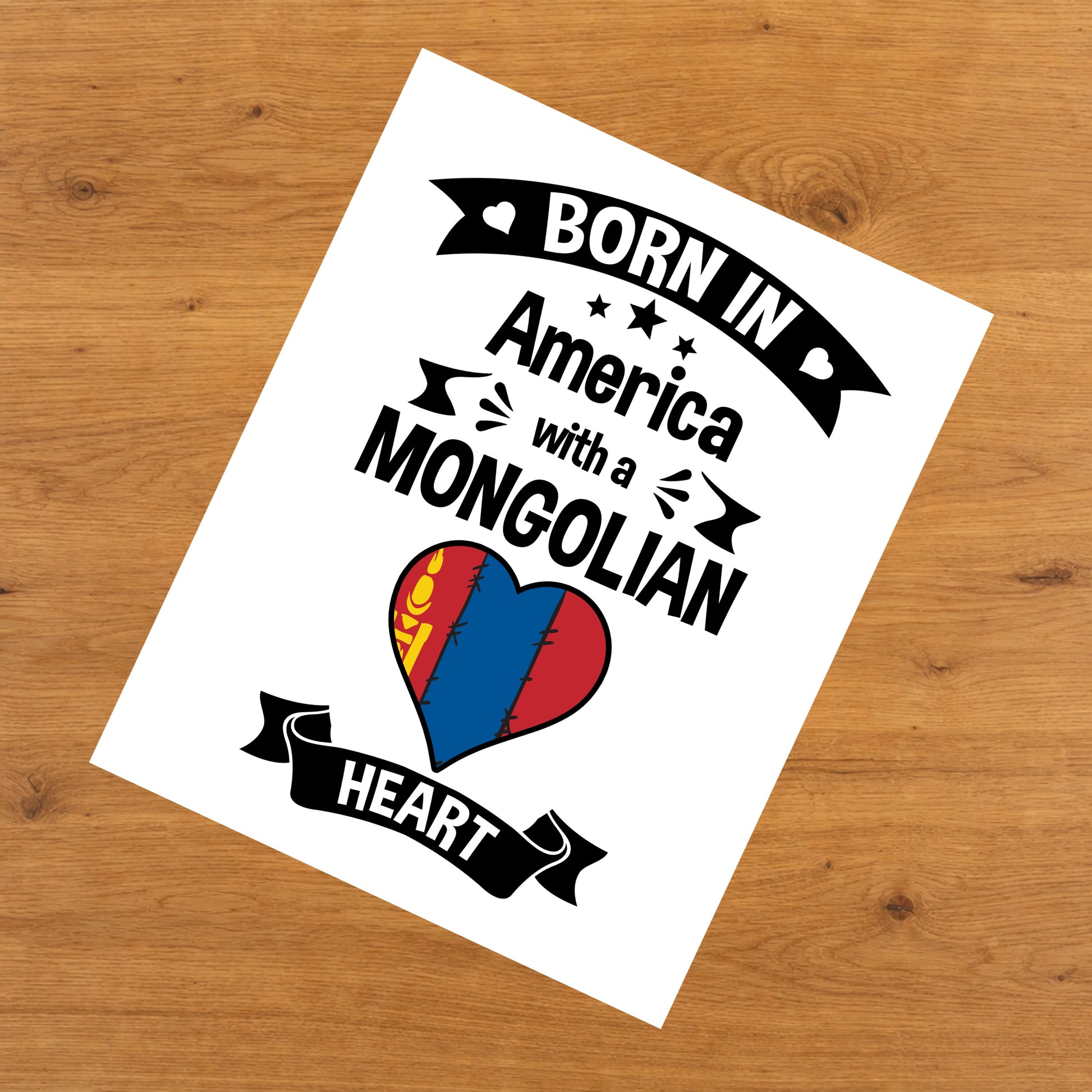 Born In America With A Mongolian Heart Baby Nursery 8"x10" Wall Art Print
