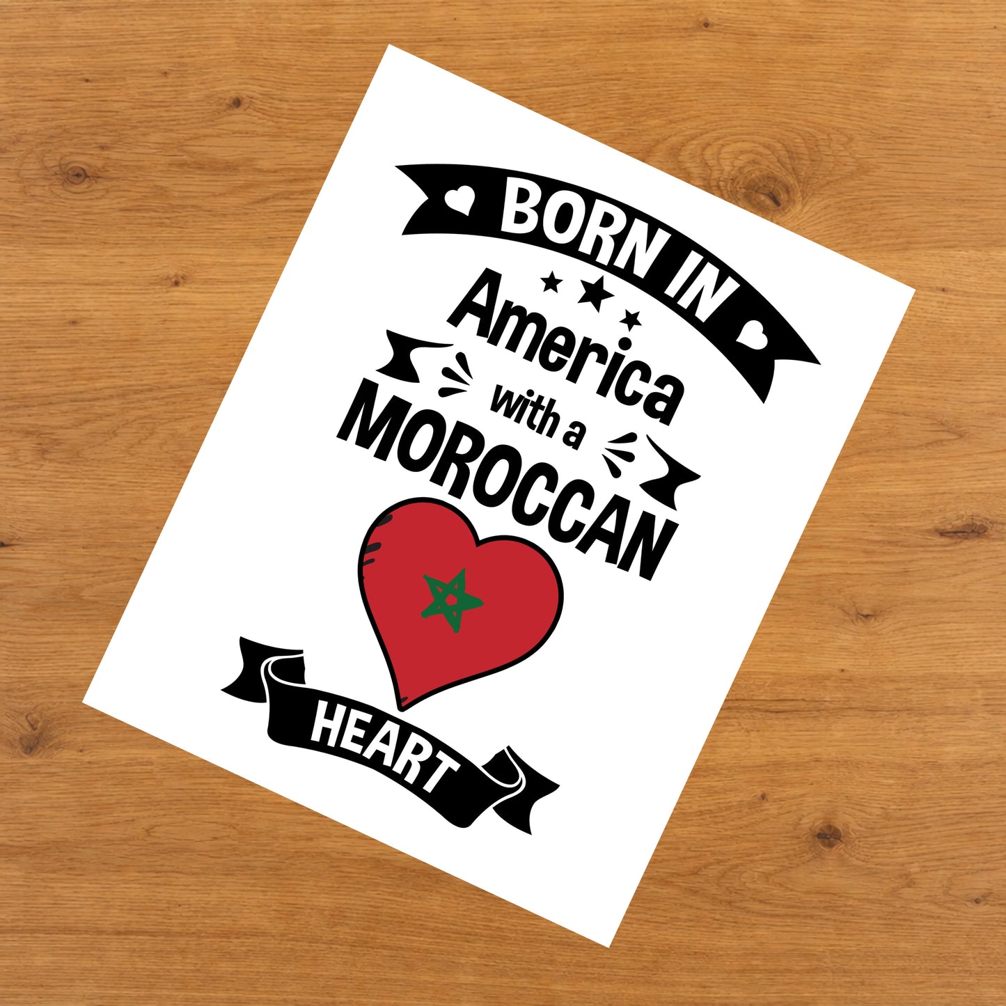 Born In America With A Moroccan Heart Baby Nursery 8"x10" Wall Art Print