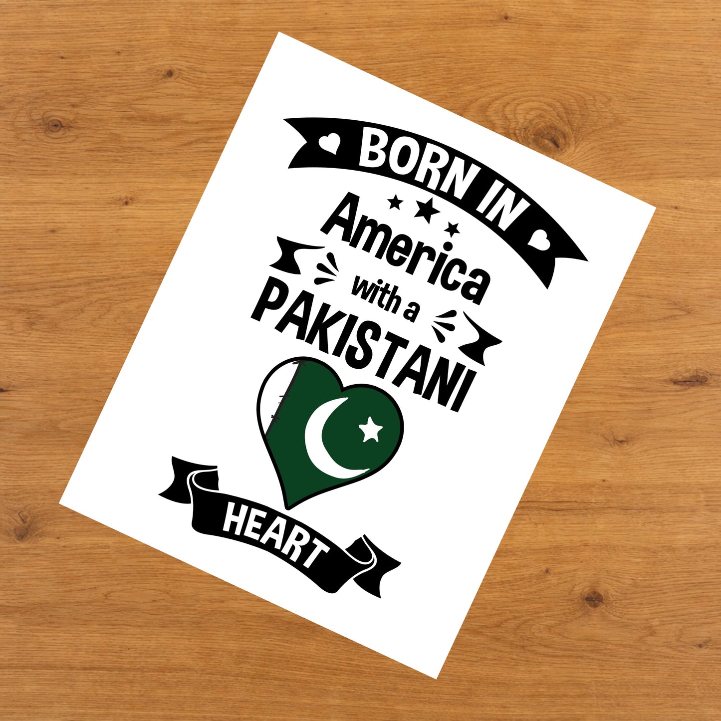 Born In America With A Pakistani Heart Baby Nursery 8"x10" Wall Art Print
